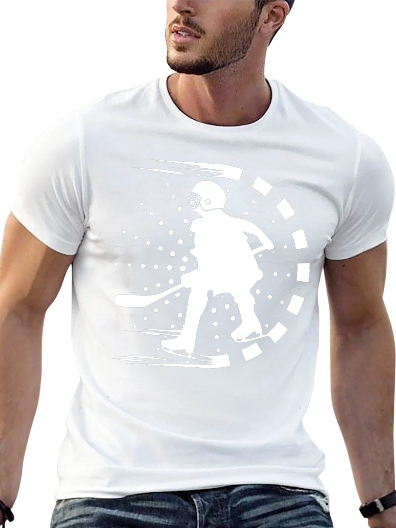 Hockey Player Graphic Tee - Black