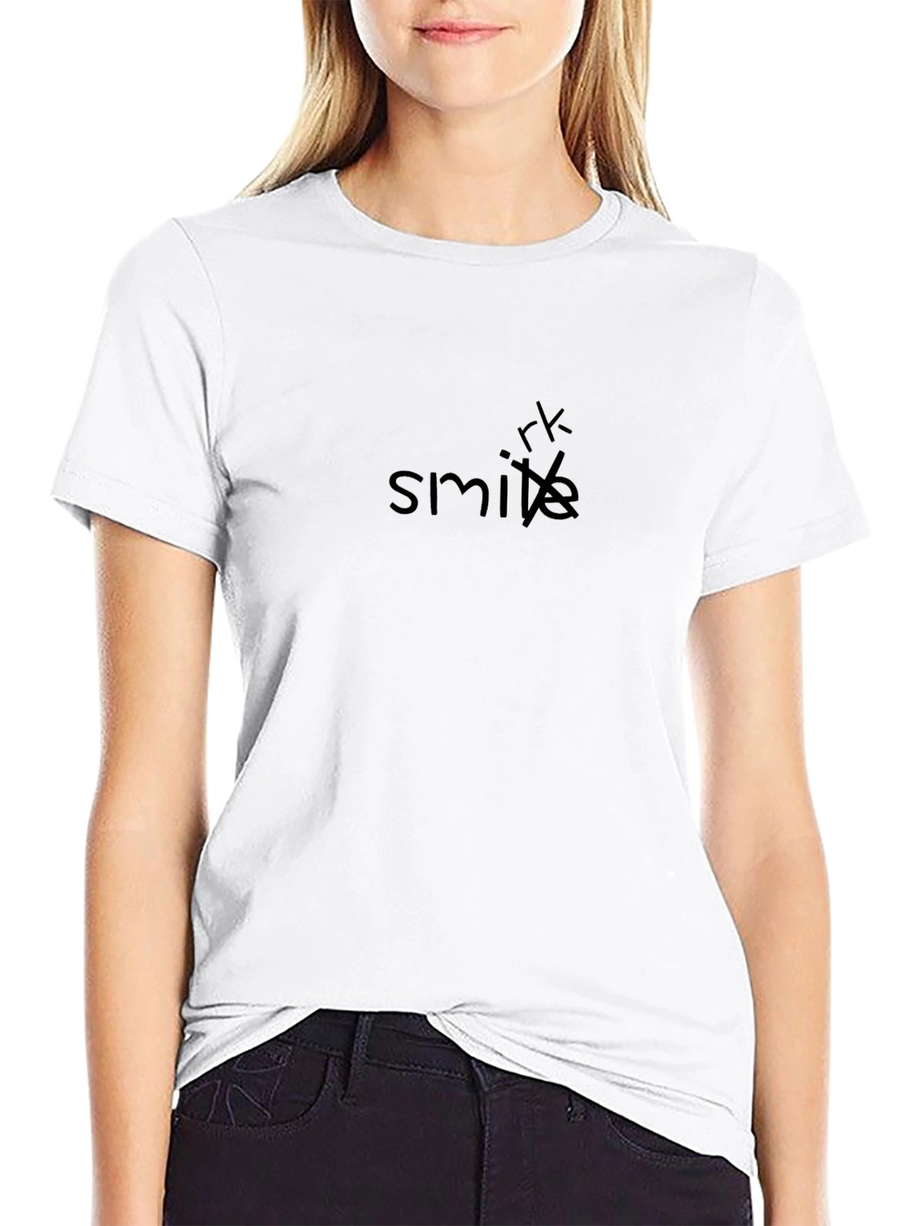 Smirk T-Shirt: Black Short Sleeve Casual Style