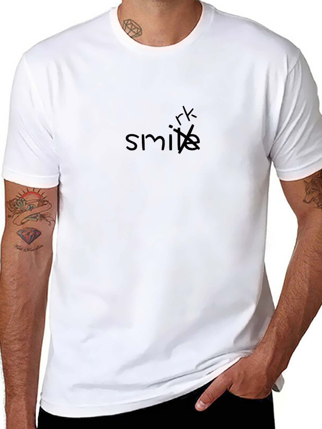 Smirk T-Shirt: Black Short Sleeve Casual Style