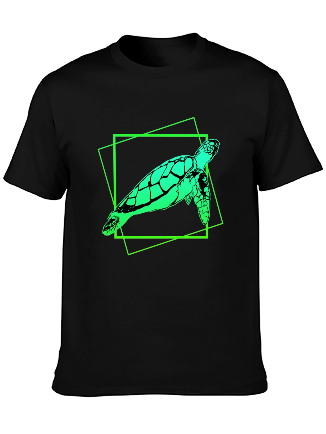 Sea Turtle Graphic Tee - Mens Black Cotton T-Shirt