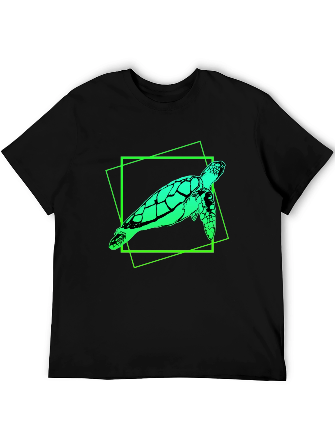 Sea Turtle Graphic Tee - Mens Black Cotton T-Shirt