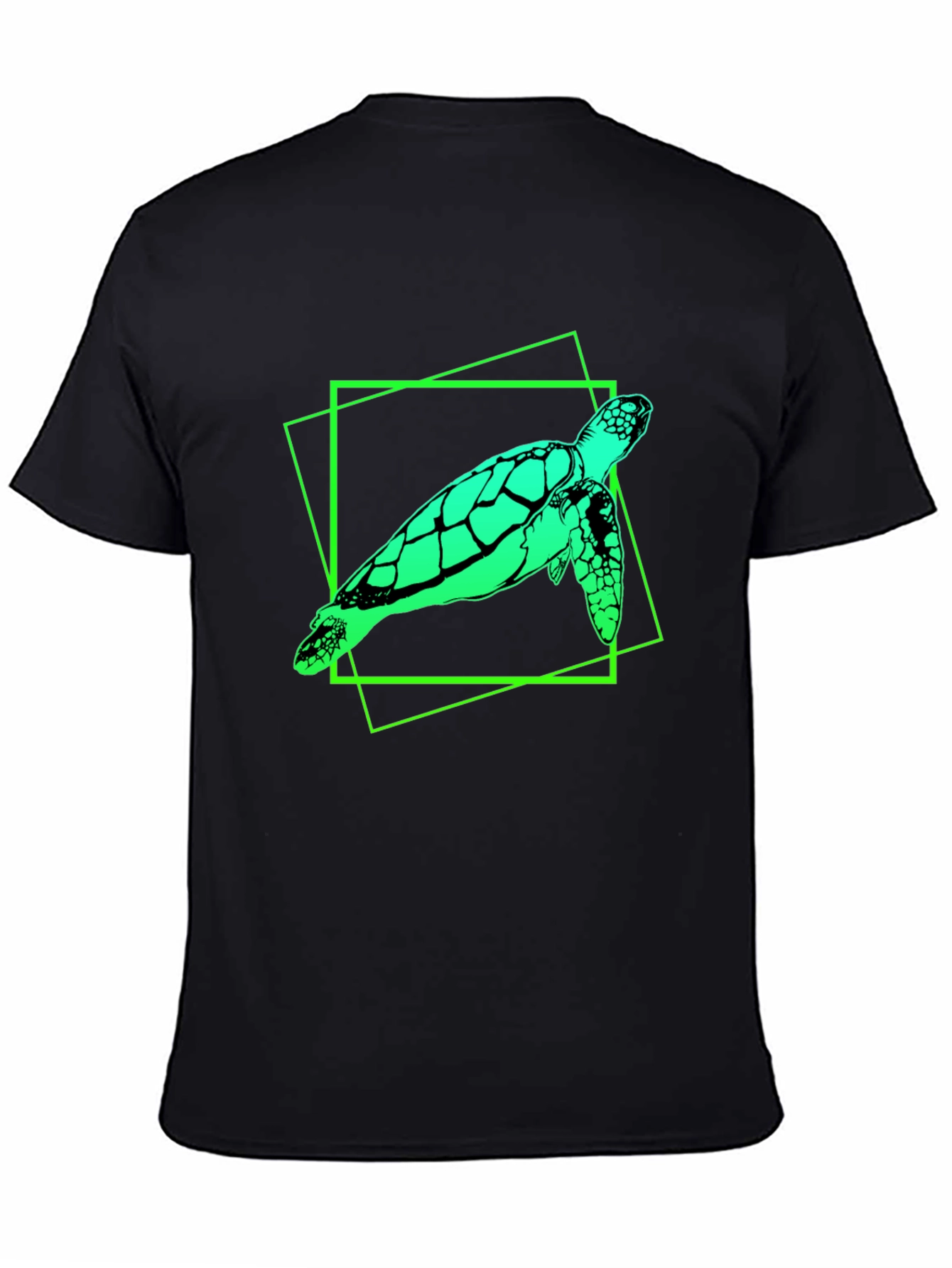 Sea Turtle Graphic Tee - Mens Black Cotton T-Shirt