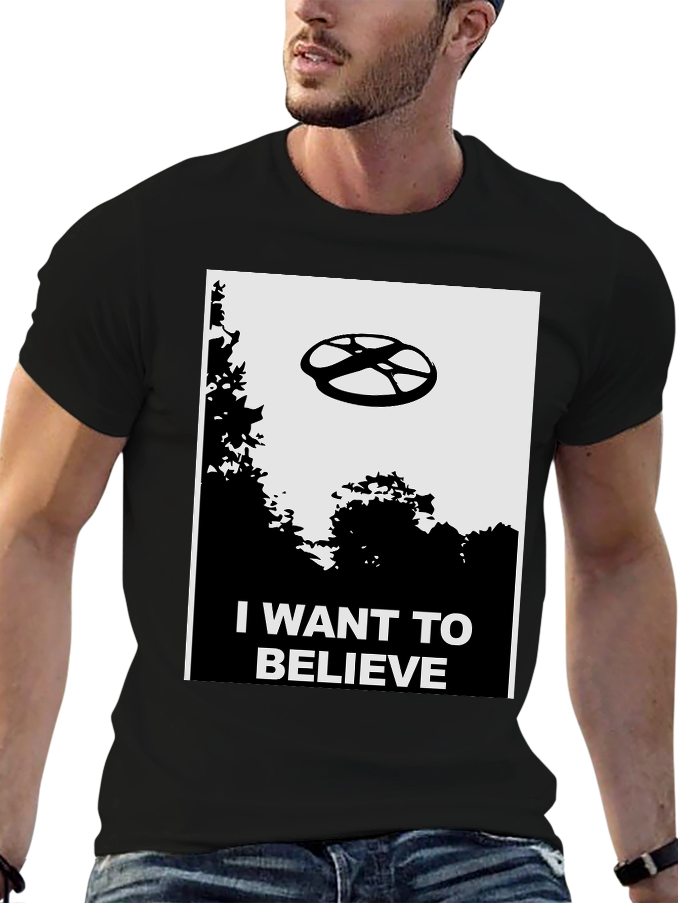 I Want To Believe UFO Graphic Tee - Black