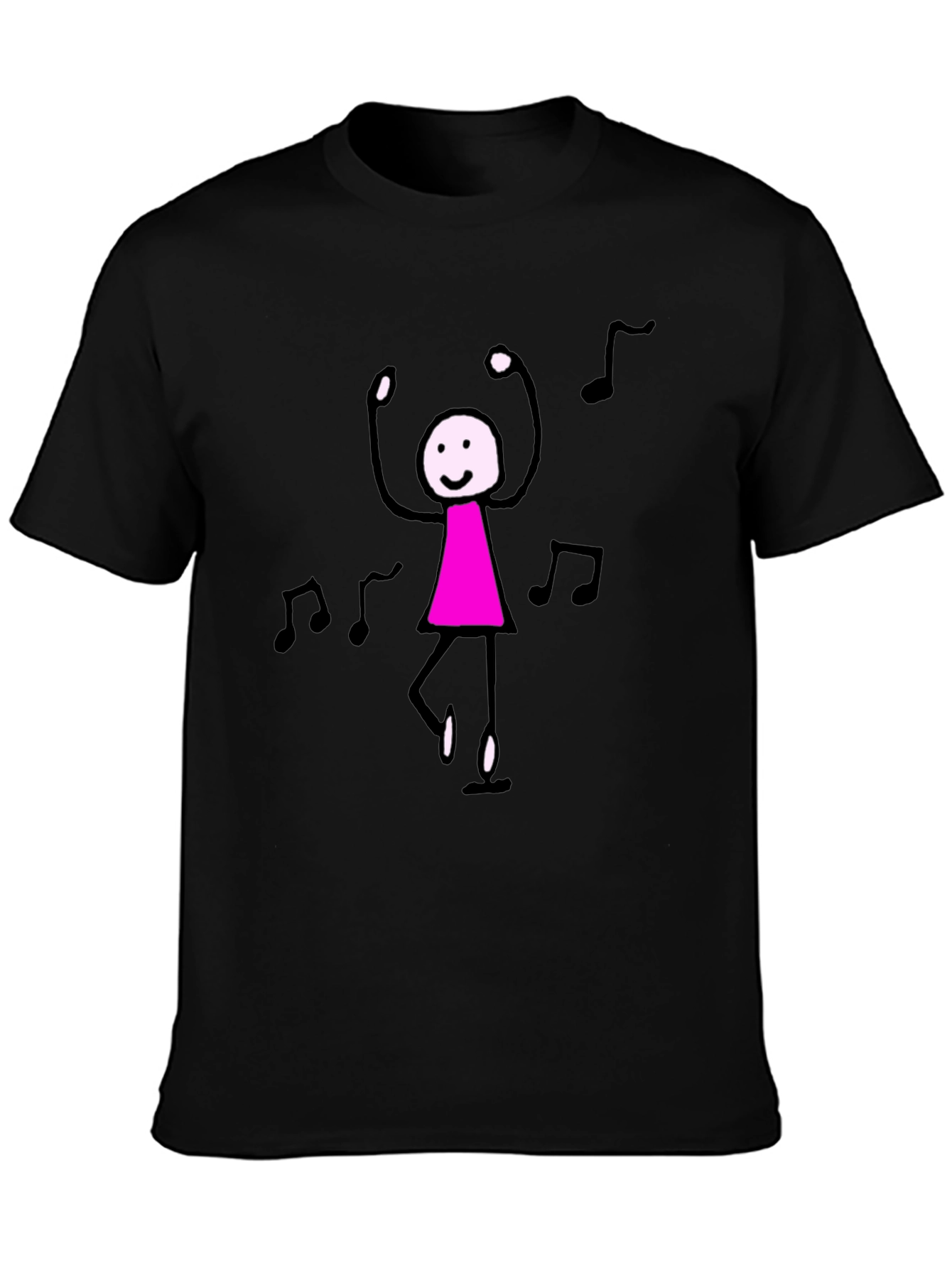 Dancing Stick Figure Graphic Tee - Black