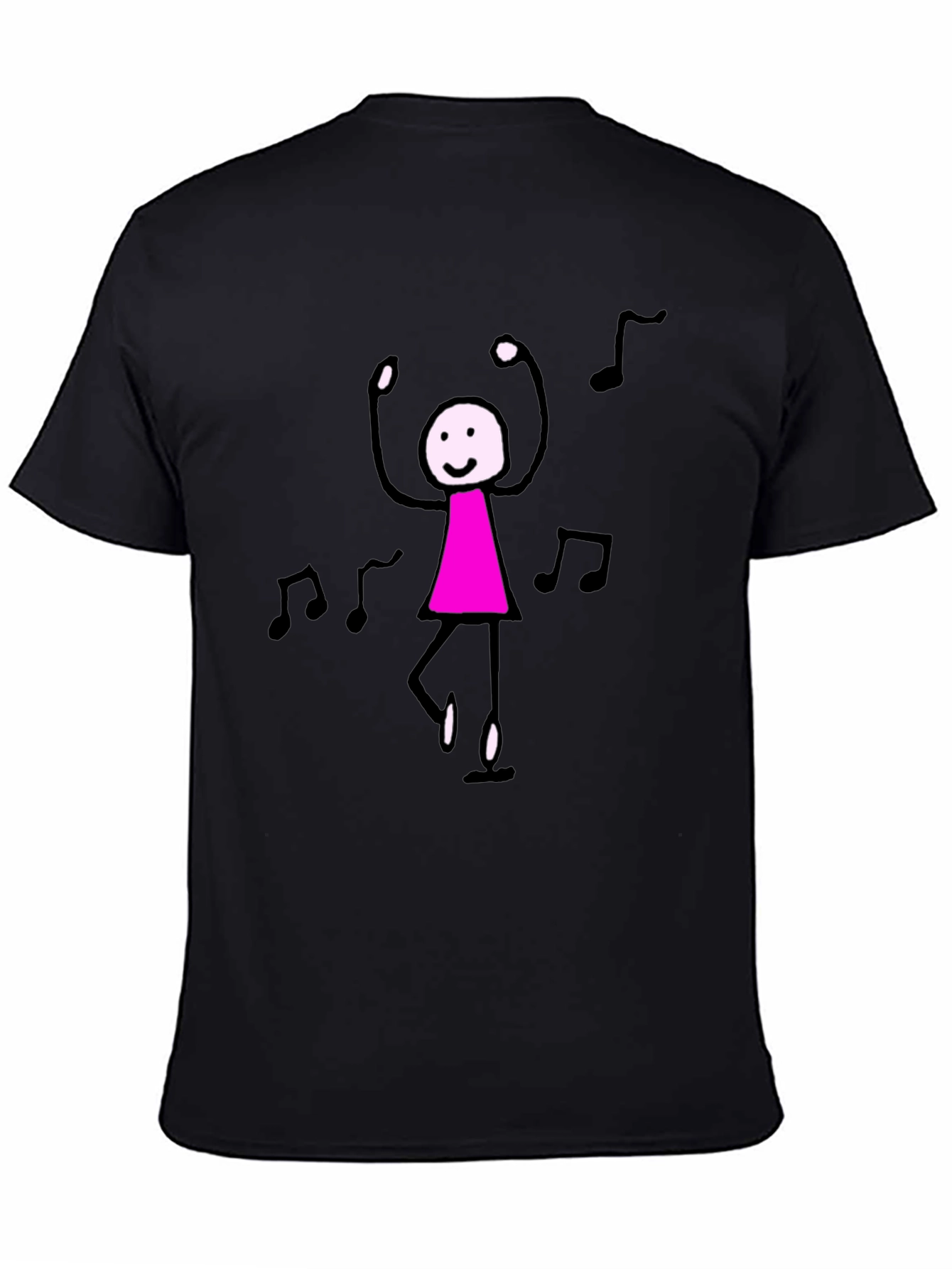 Dancing Stick Figure Graphic Tee - Black