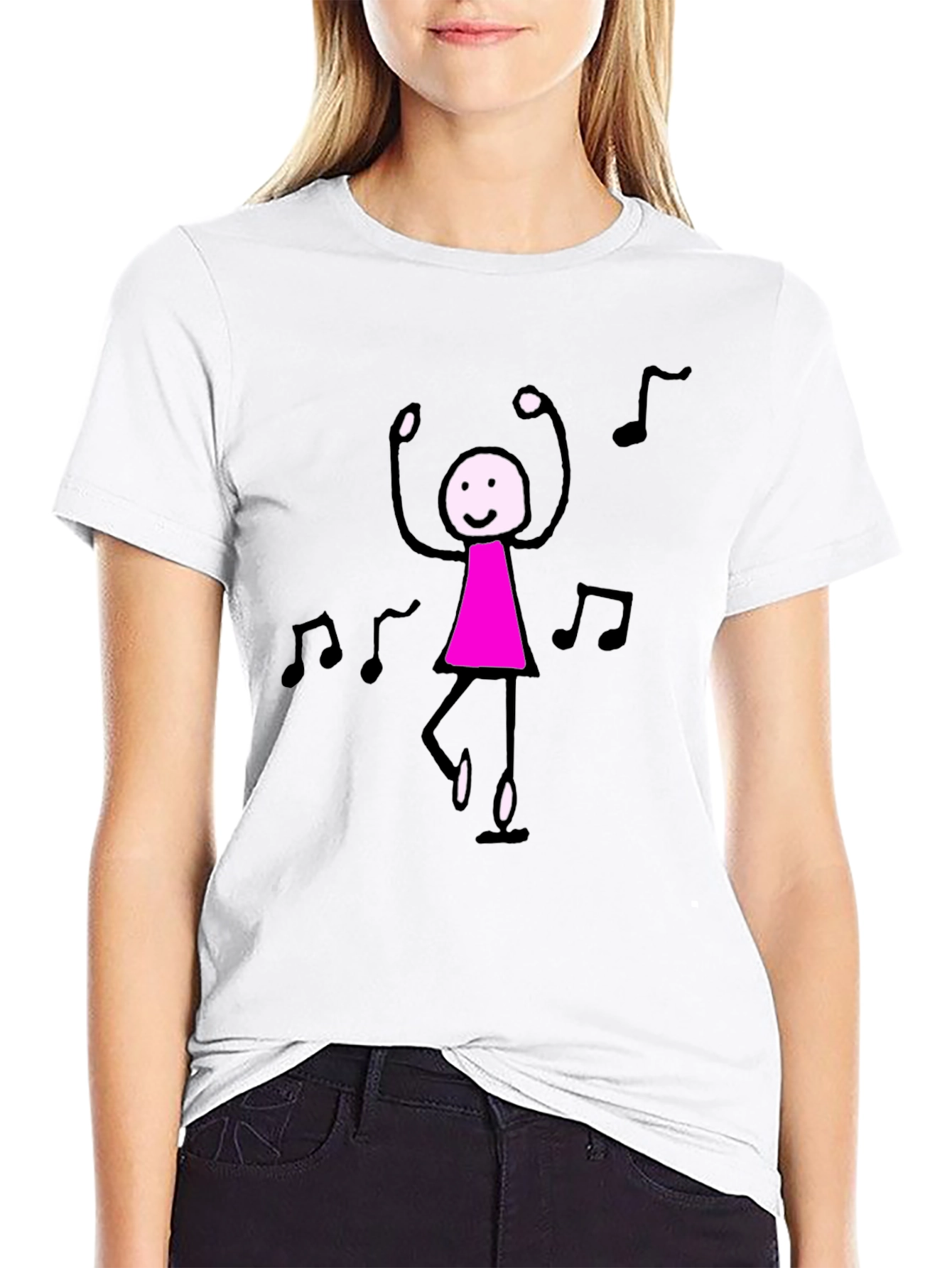 Dancing Stick Figure Graphic Tee - Black