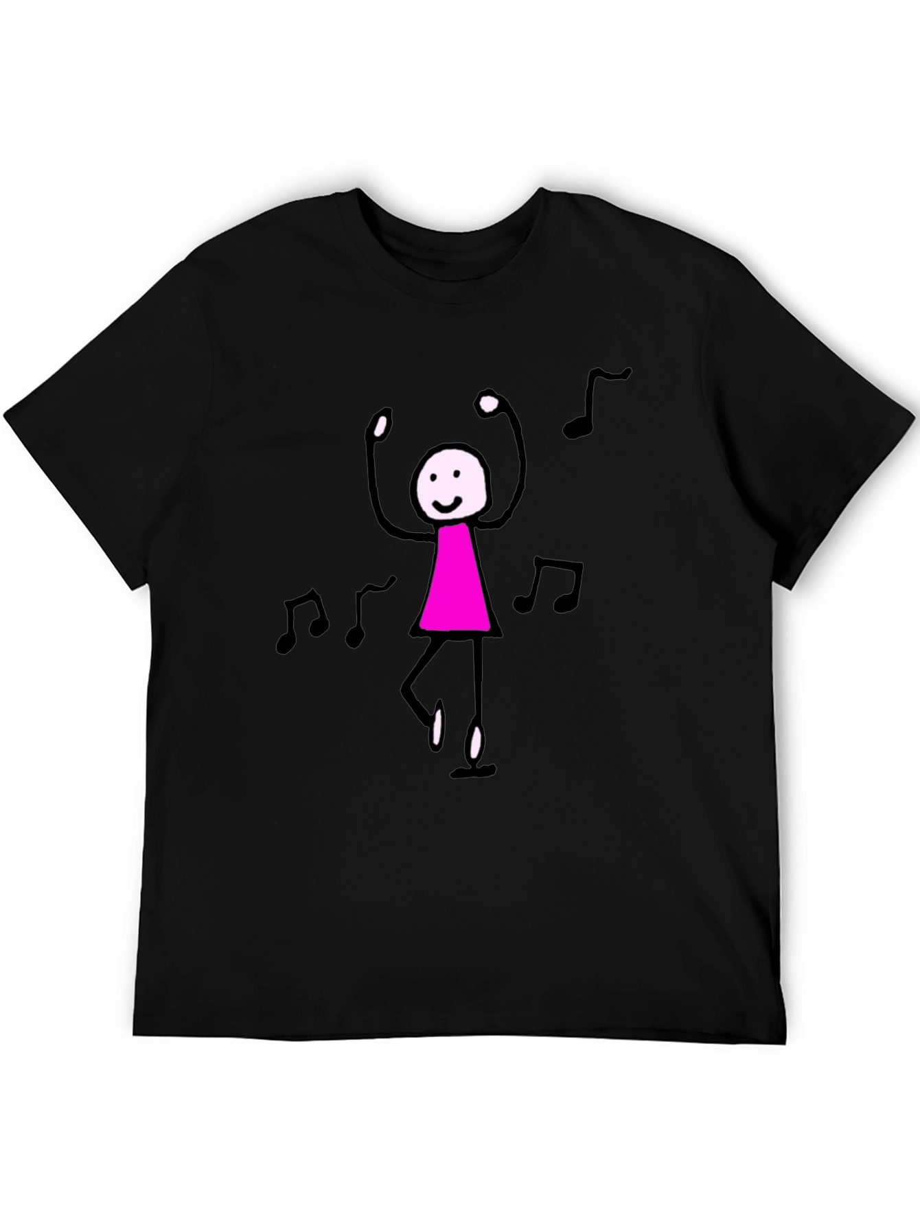 Dancing Stick Figure Graphic Tee - Black