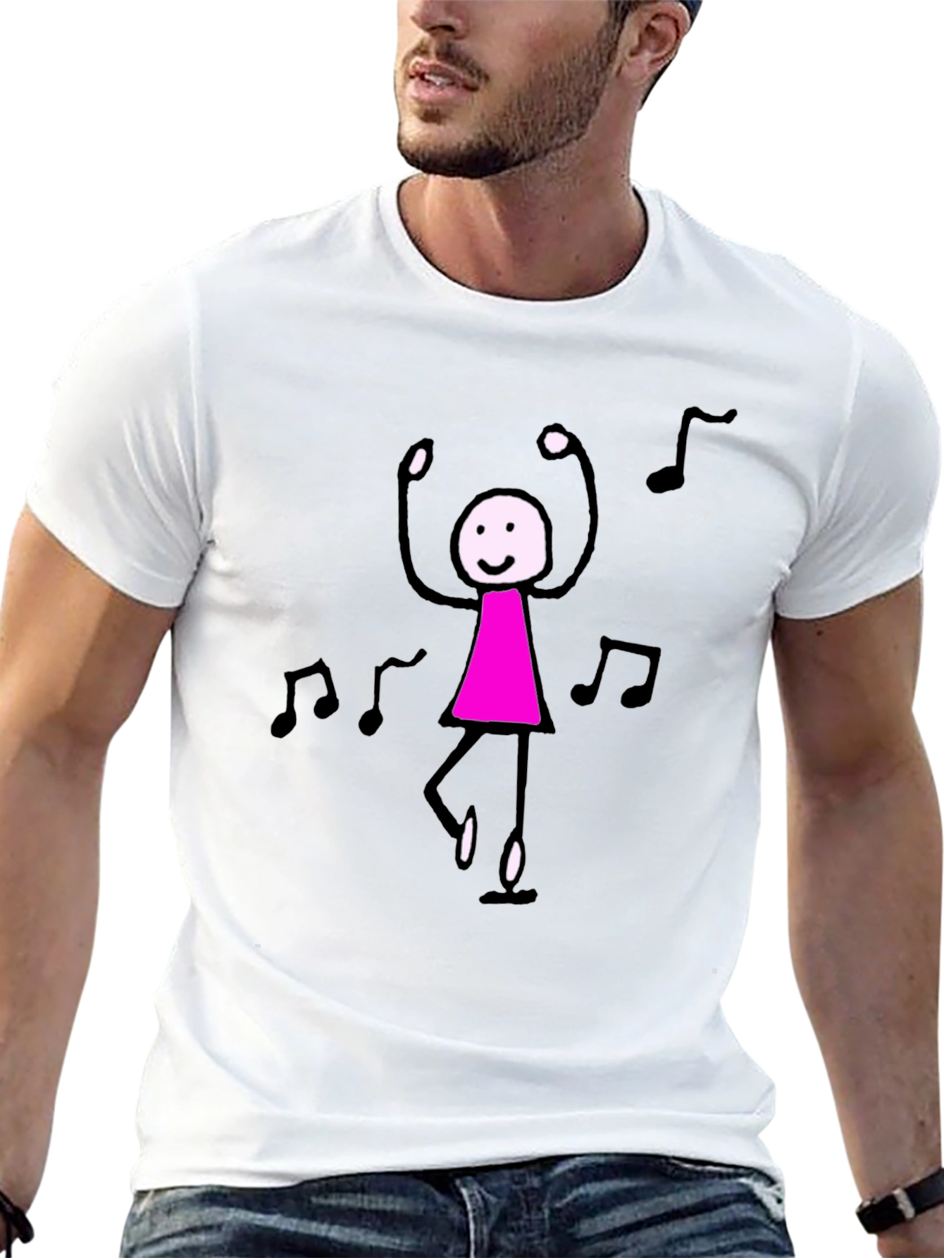 Dancing Stick Figure Graphic Tee - Black