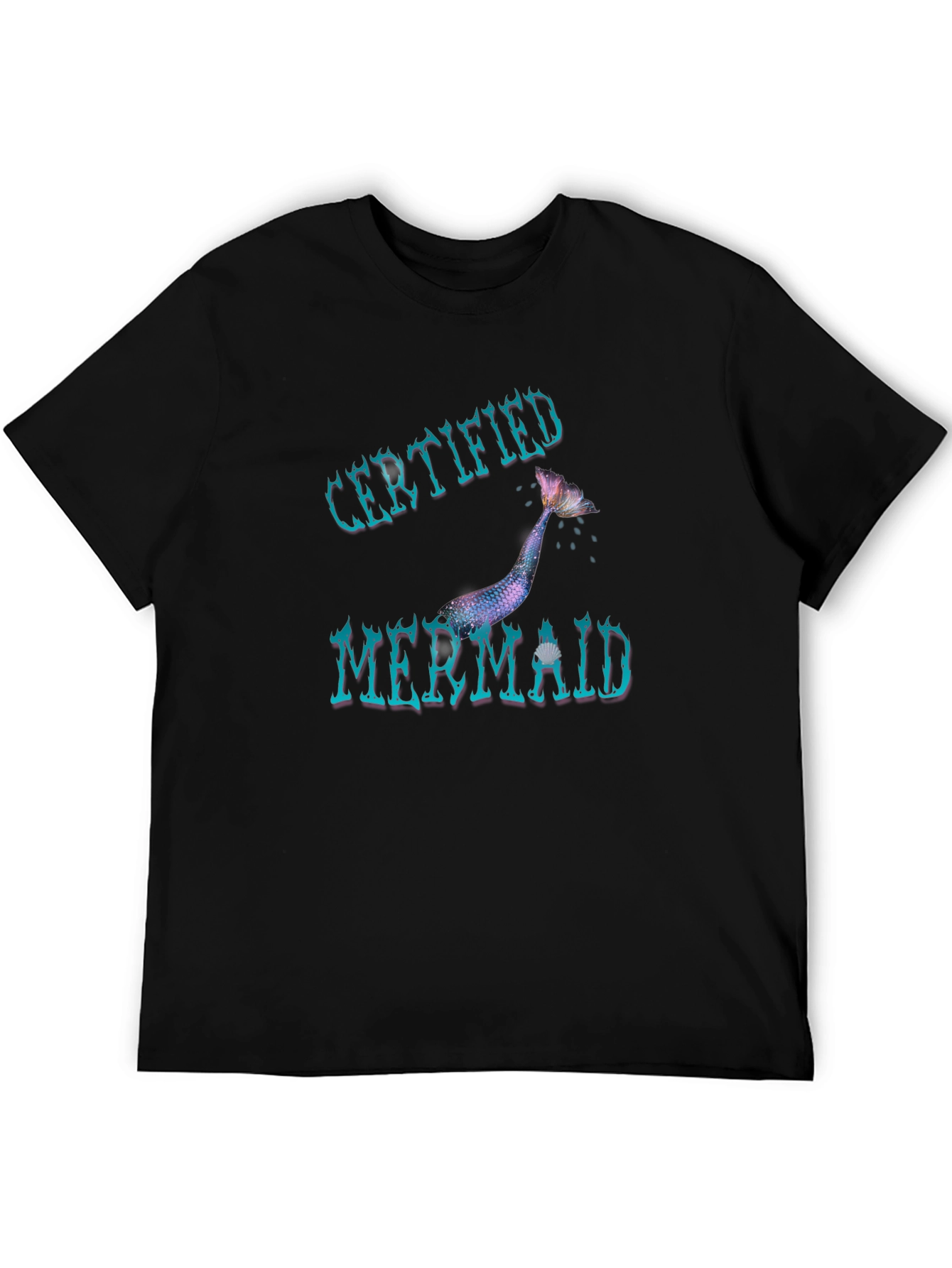 Certified Mermaid Graphic Tee - Black Cotton Casual Shirt