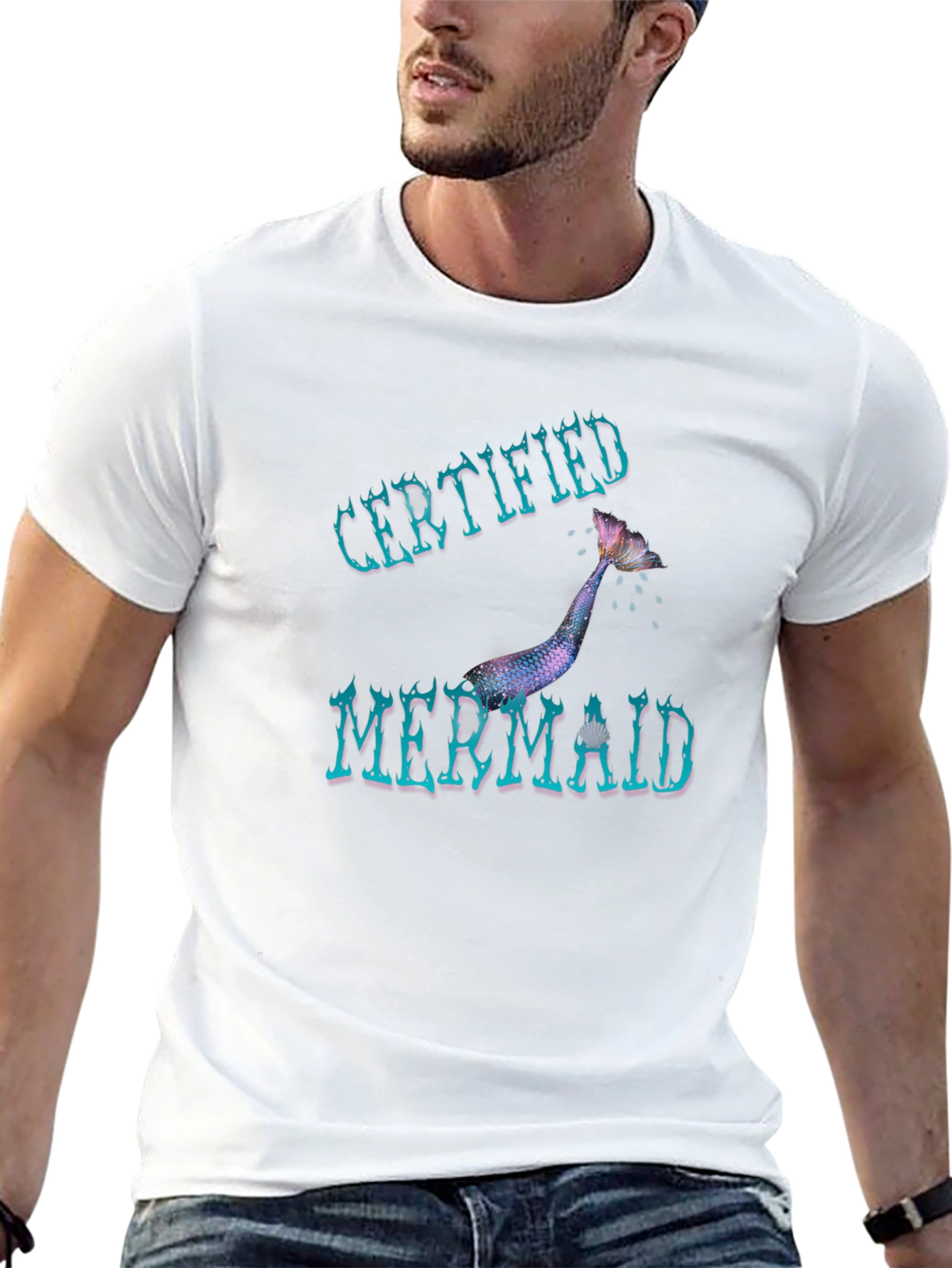 Certified Mermaid Graphic Tee - Black Cotton Casual Shirt