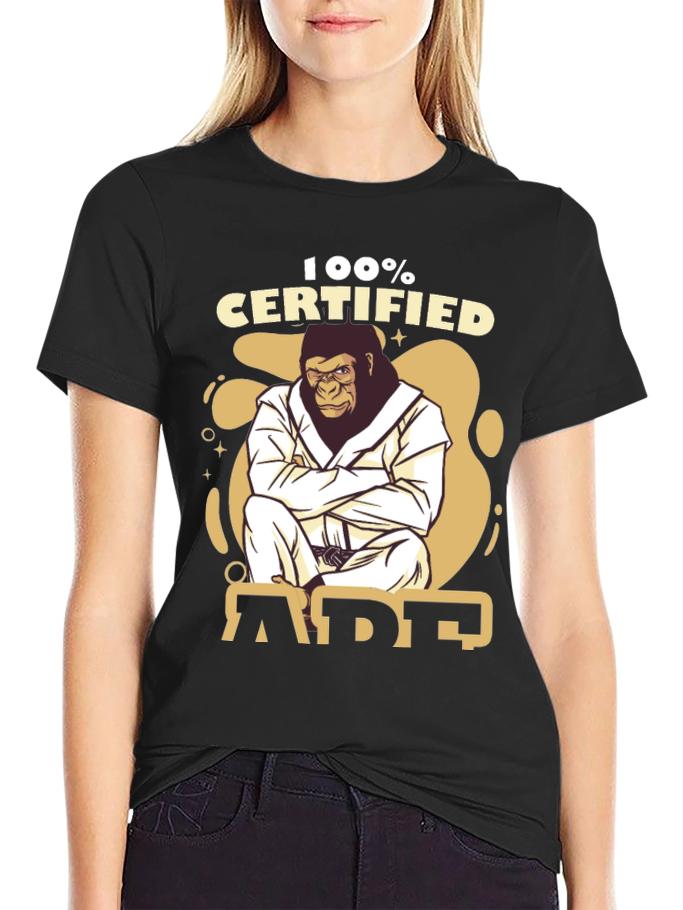 100% Certified Ape Jiu Jitsu Black T-Shirt