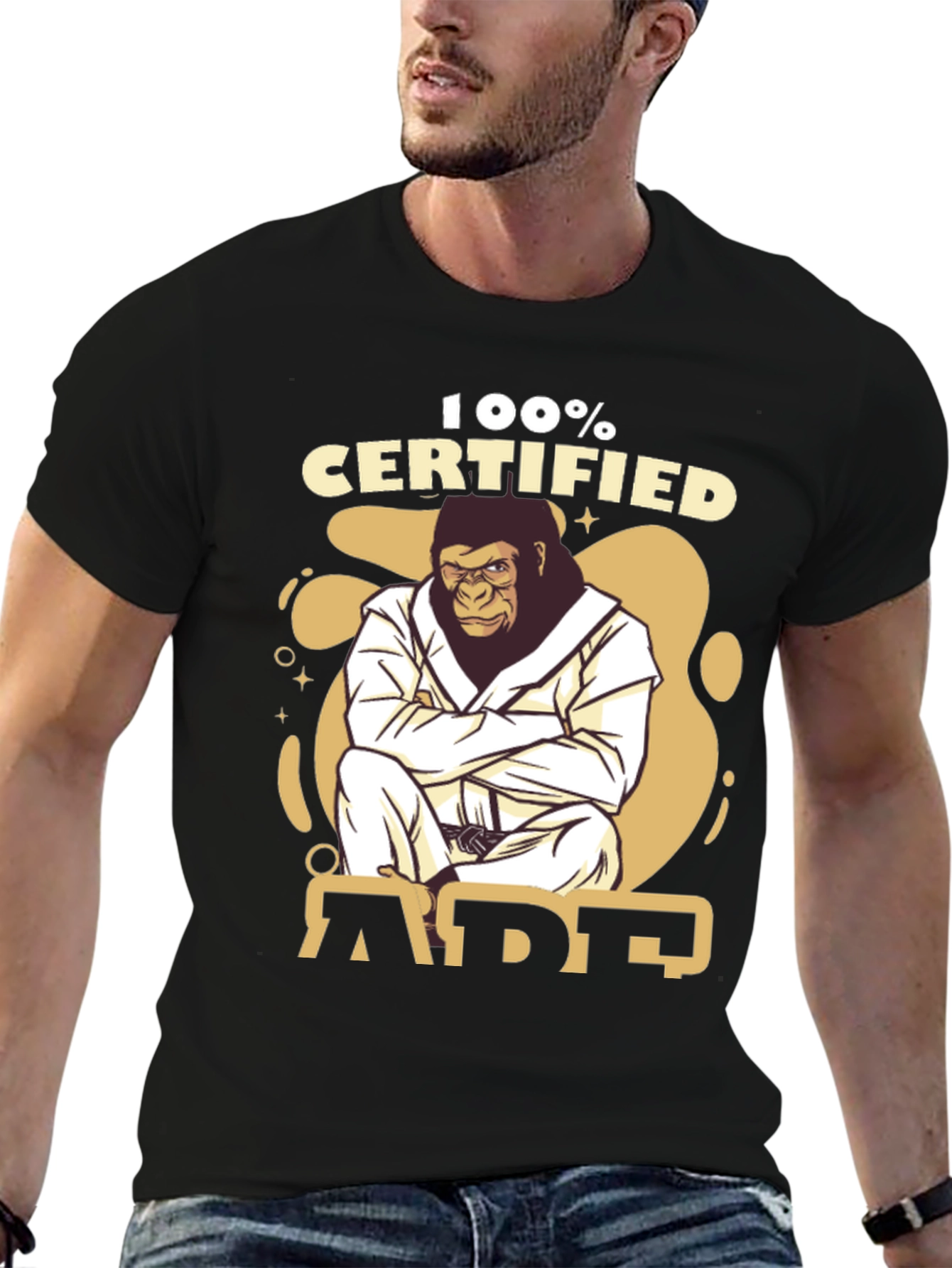 100% Certified Ape Jiu Jitsu Black T-Shirt