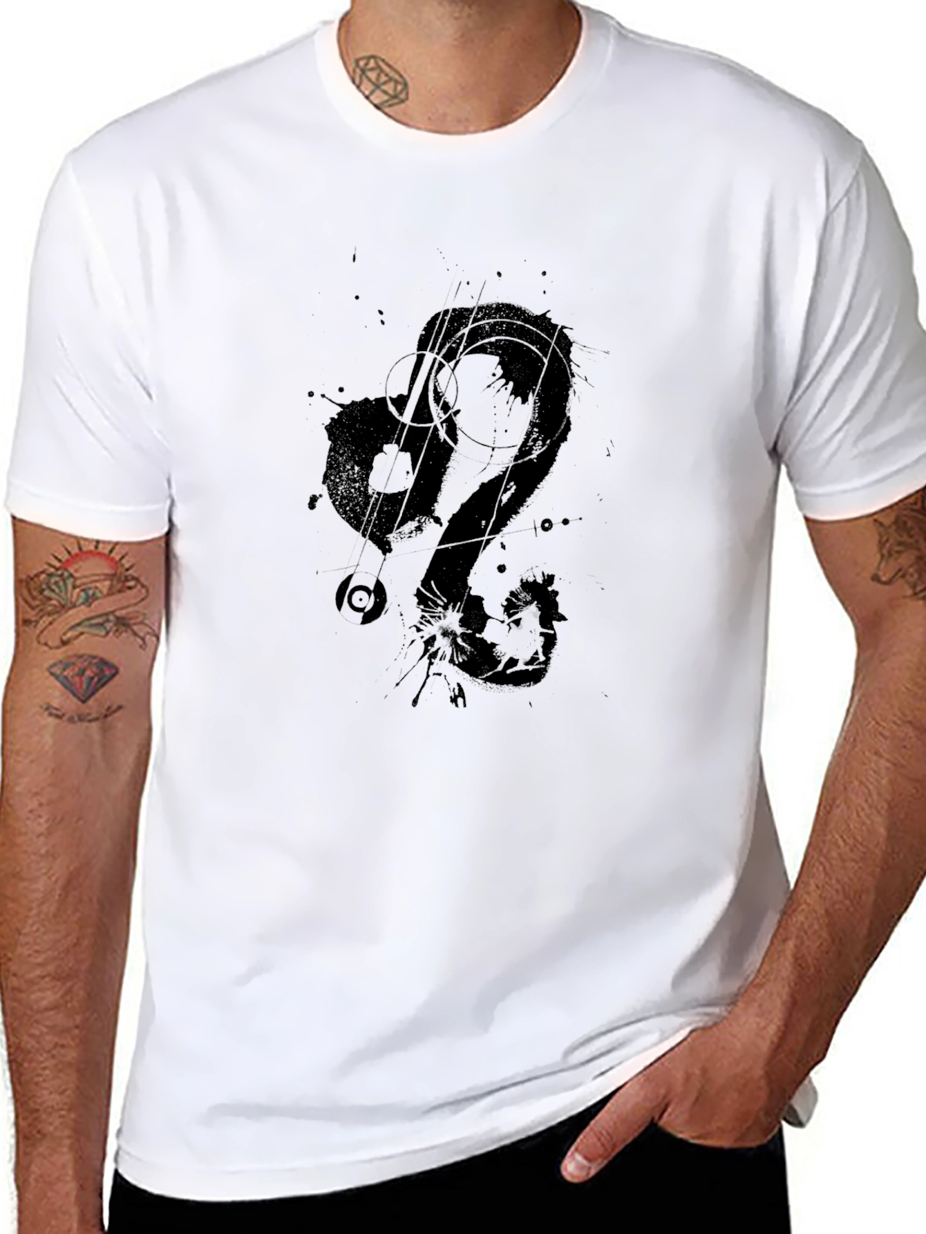 Mens Black Graphic Tee - Zodiac Leo Design