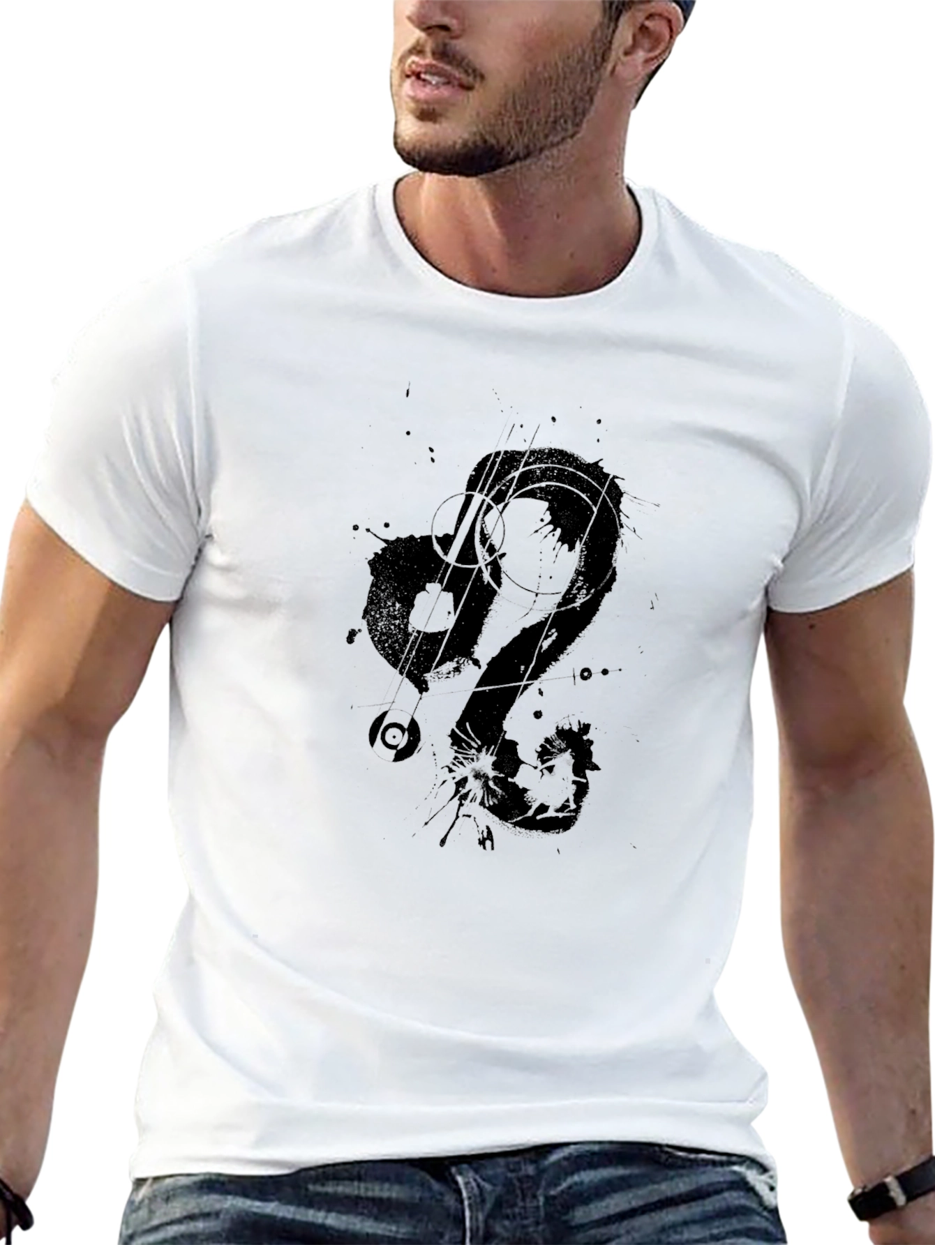 Mens Black Graphic Tee - Zodiac Leo Design