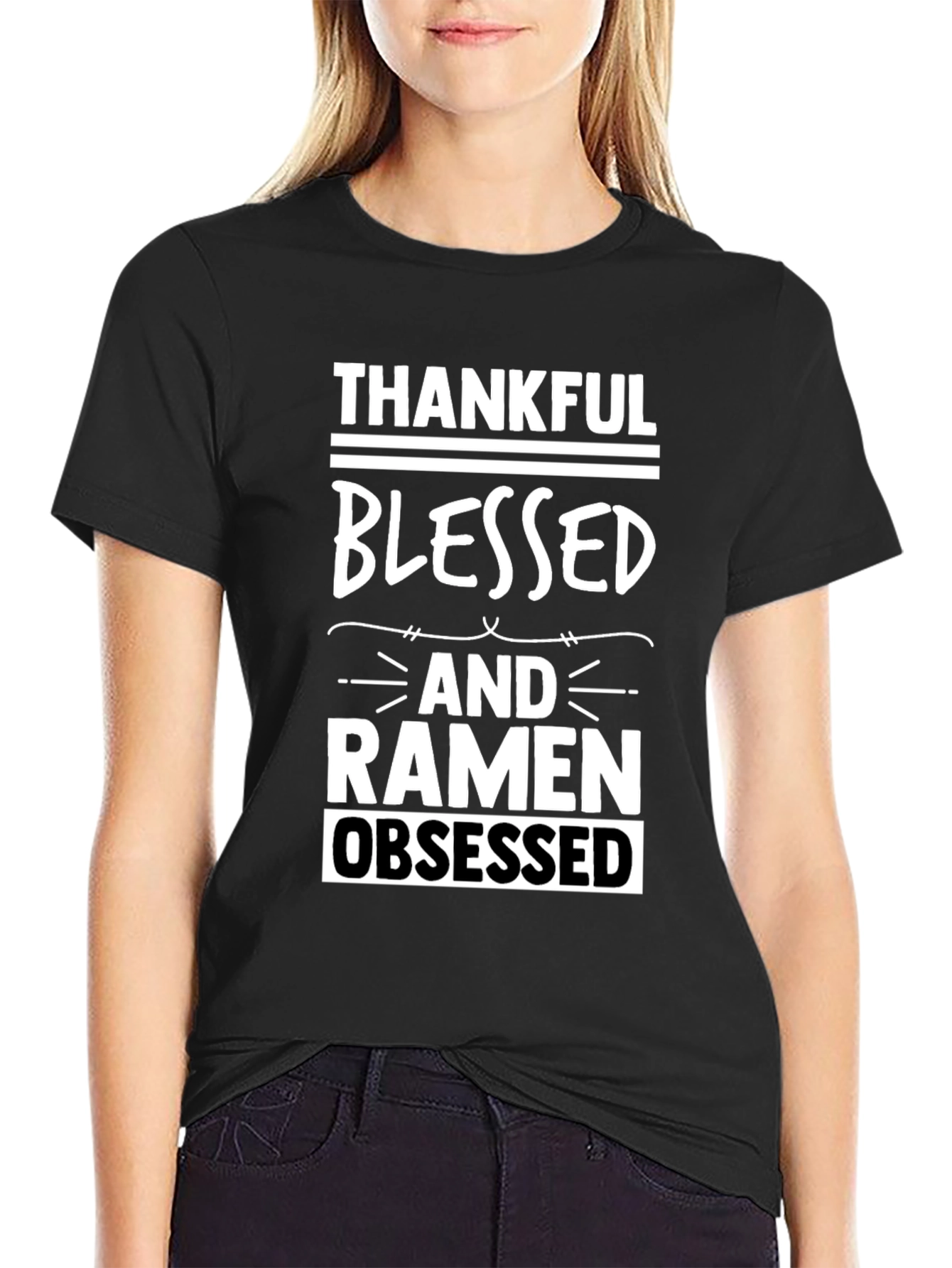 Thankful Blessed Ramen Obsessed Graphic Tee