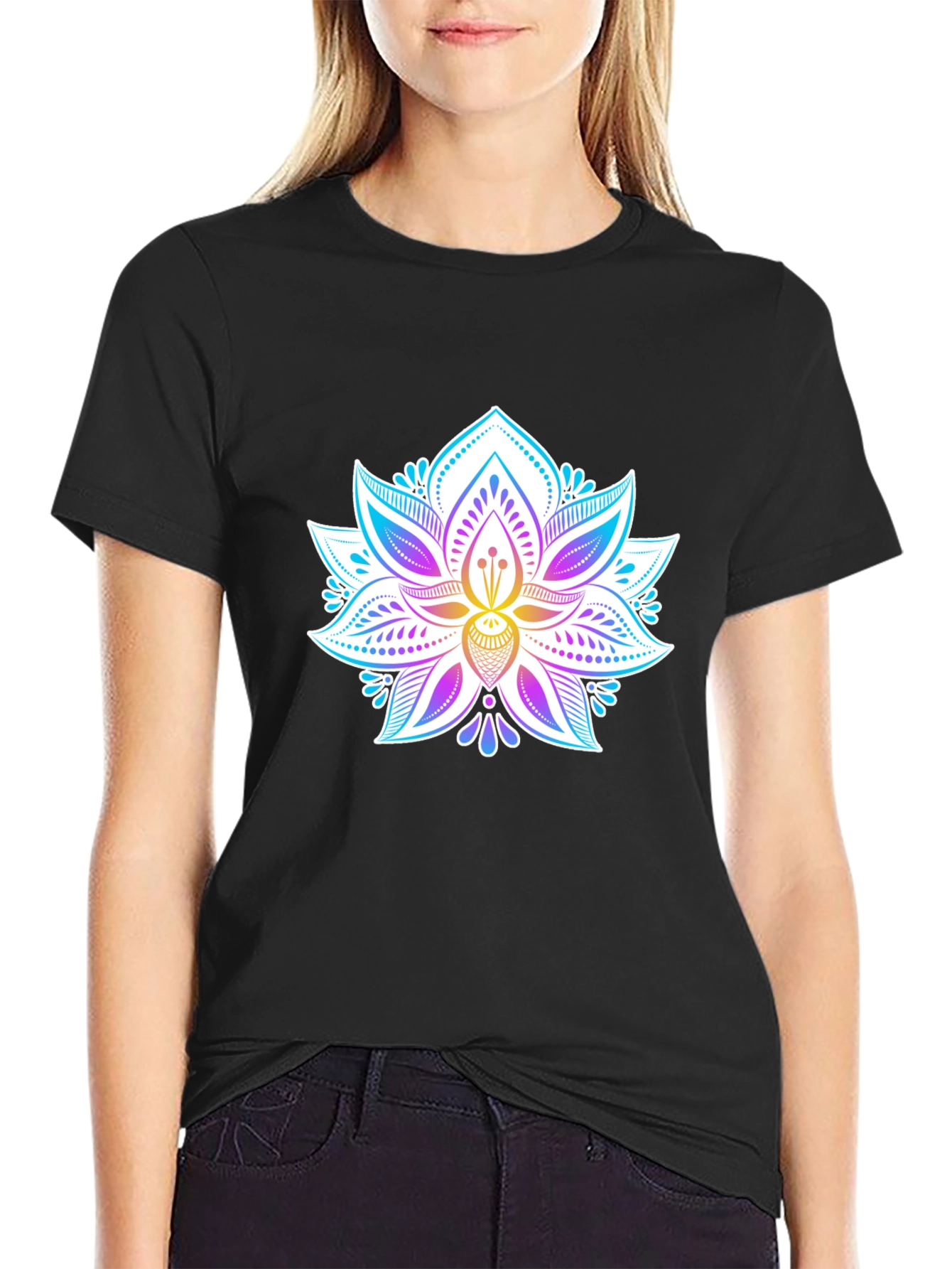 Lotus Flower Graphic Tee - Mens Black T-Shirt