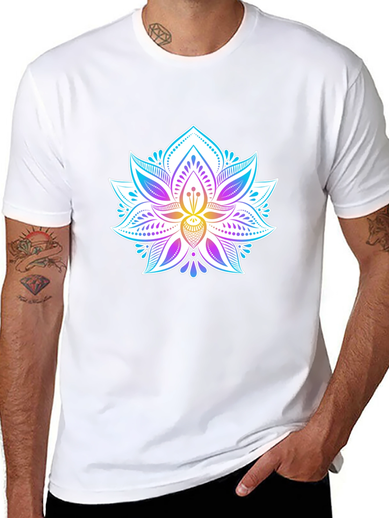 Lotus Flower Graphic Tee - Mens Black T-Shirt