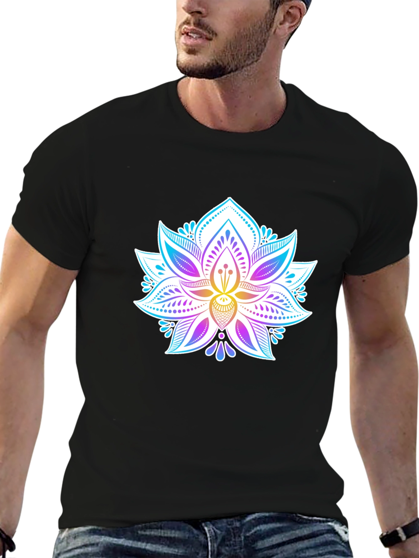 Lotus Flower Graphic Tee - Mens Black T-Shirt