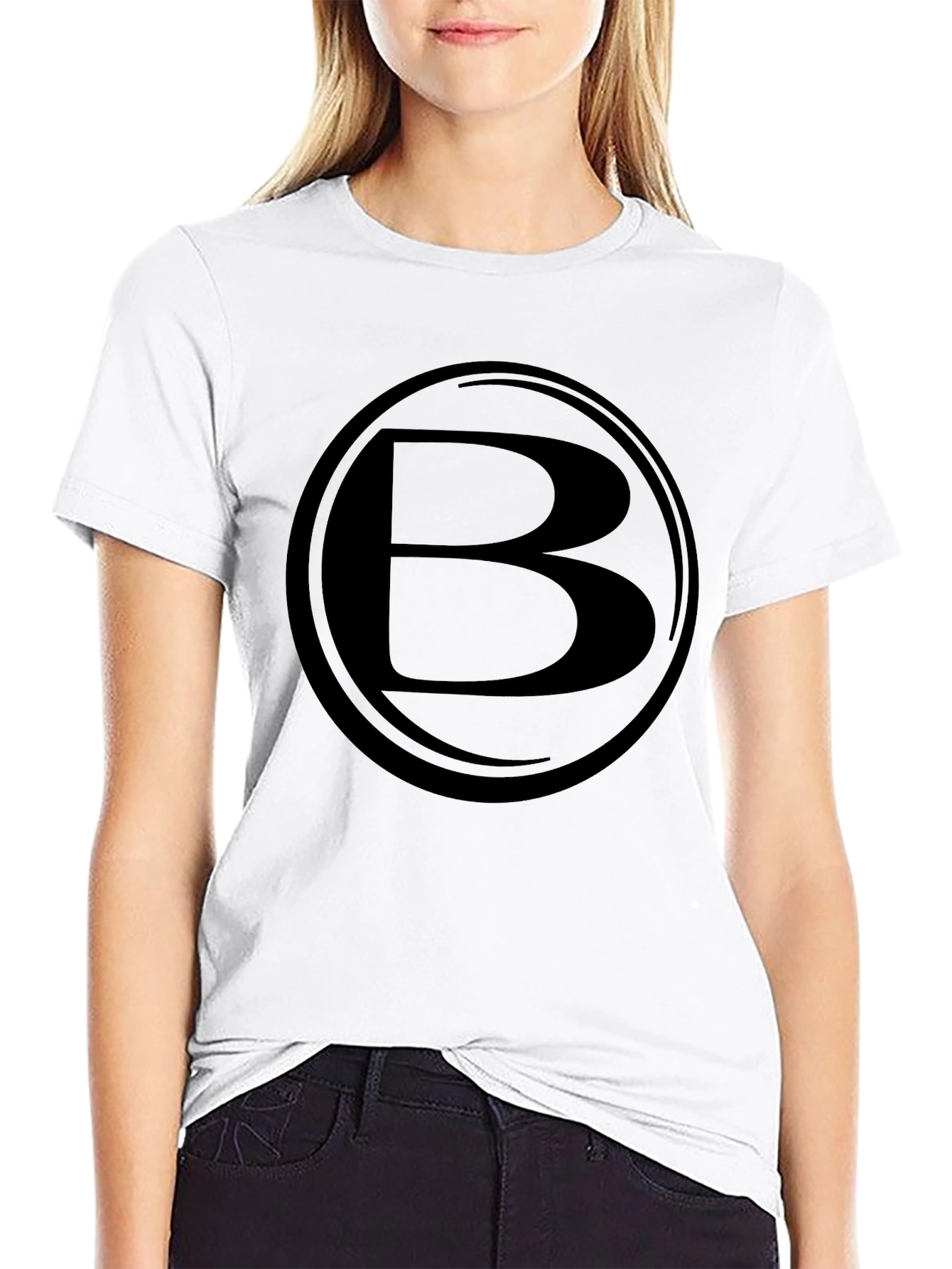Mens Black T-Shirt with Letter B Design
