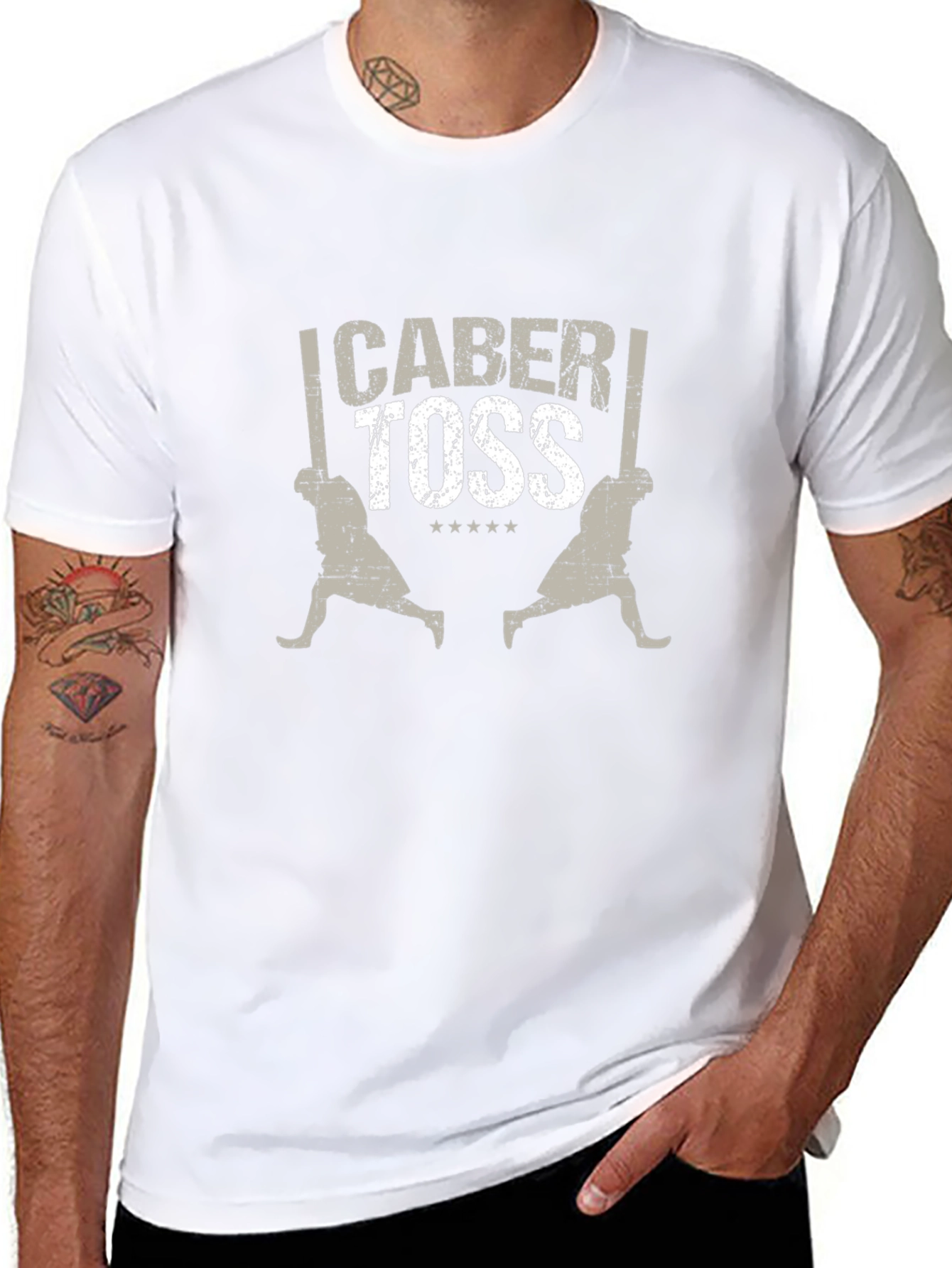 Caber Toss T-Shirt Black Cotton Blend Graphic Tee