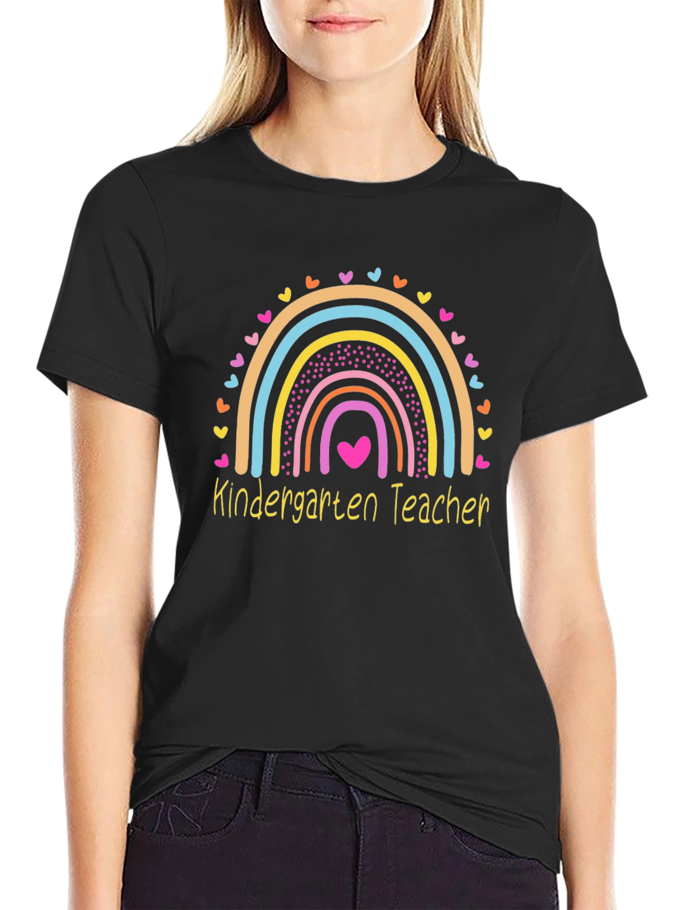 Kindergarten Teacher Rainbow Heart T-Shirt