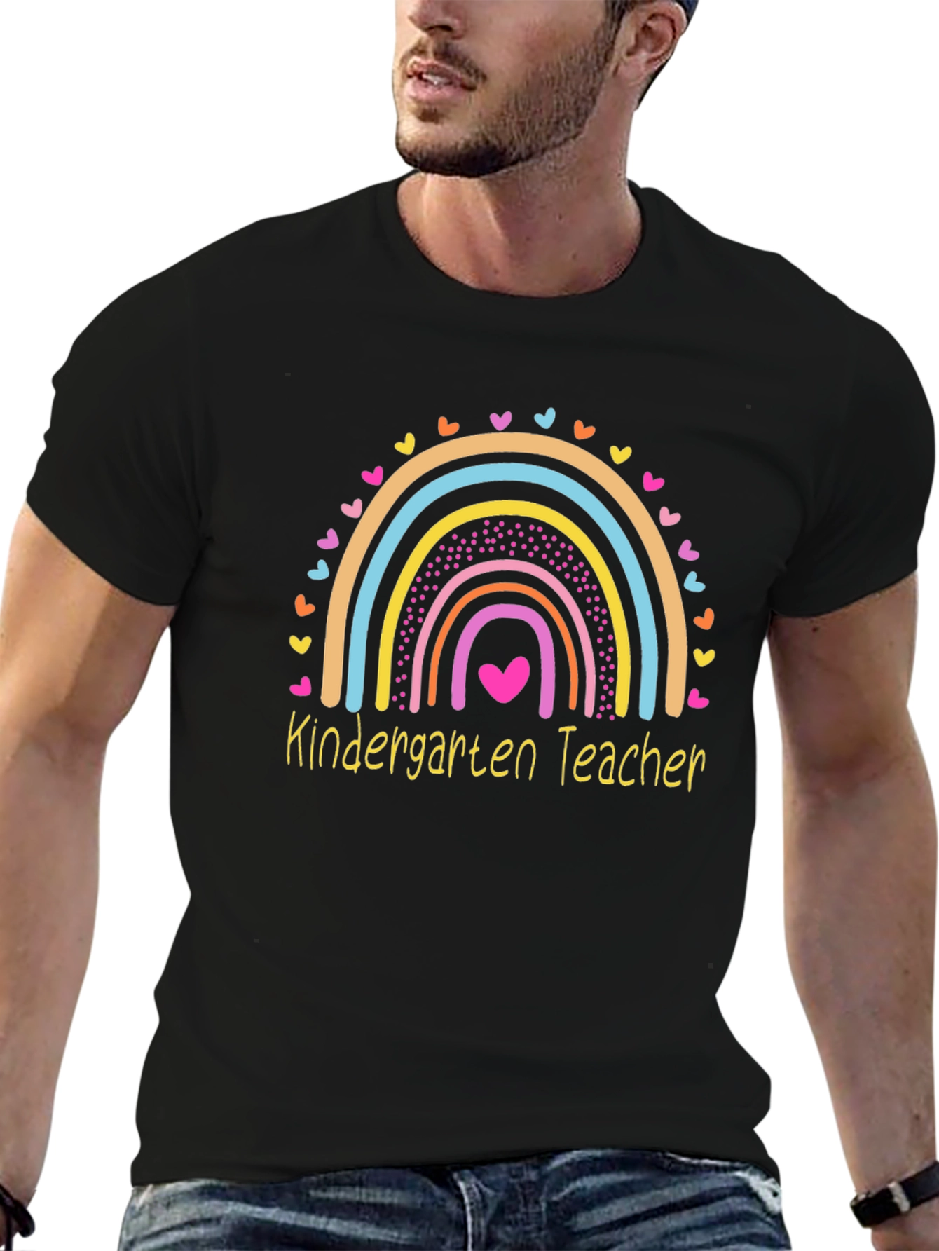 Kindergarten Teacher Rainbow Heart T-Shirt