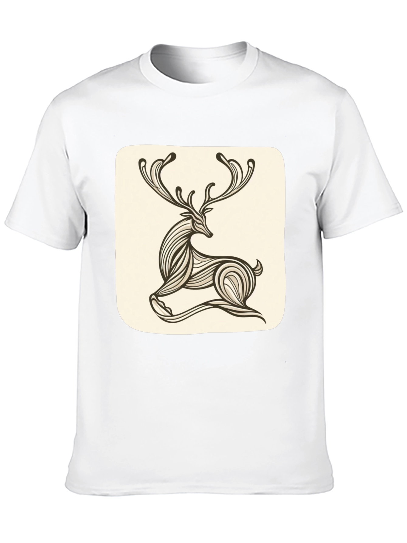 Stylish Deer Graphic Tee - Black Cotton Blend