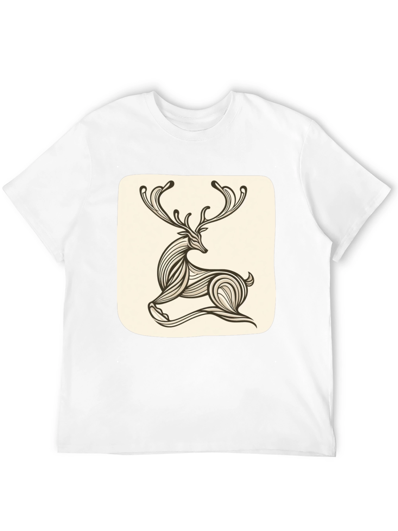 Stylish Deer Graphic Tee - Black Cotton Blend