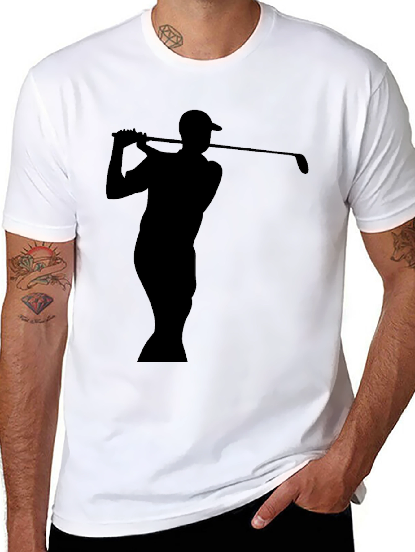 Golf Swing Silhouette Tee - Classic Black T-Shirt