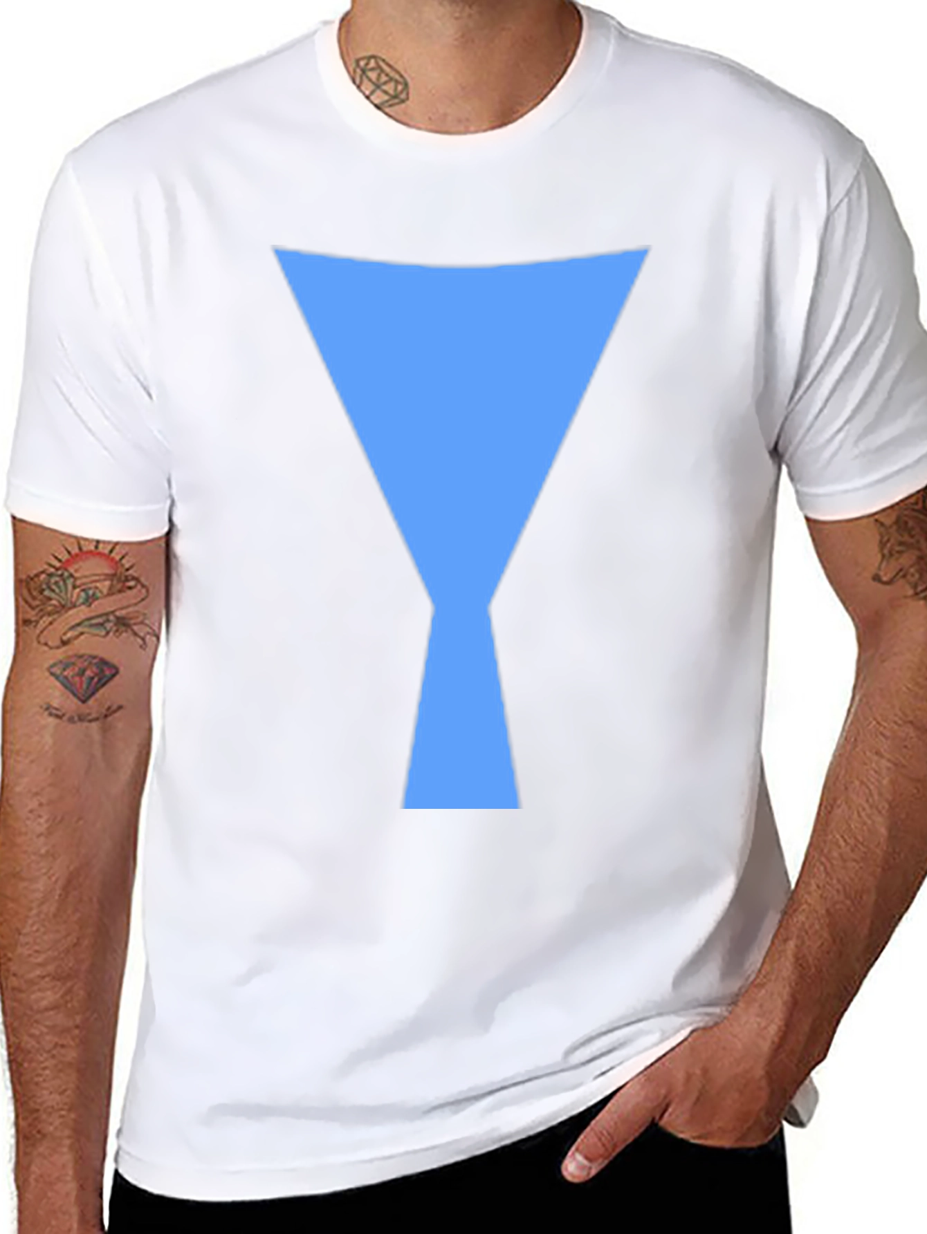 Geometric Blue Design Black T-Shirt