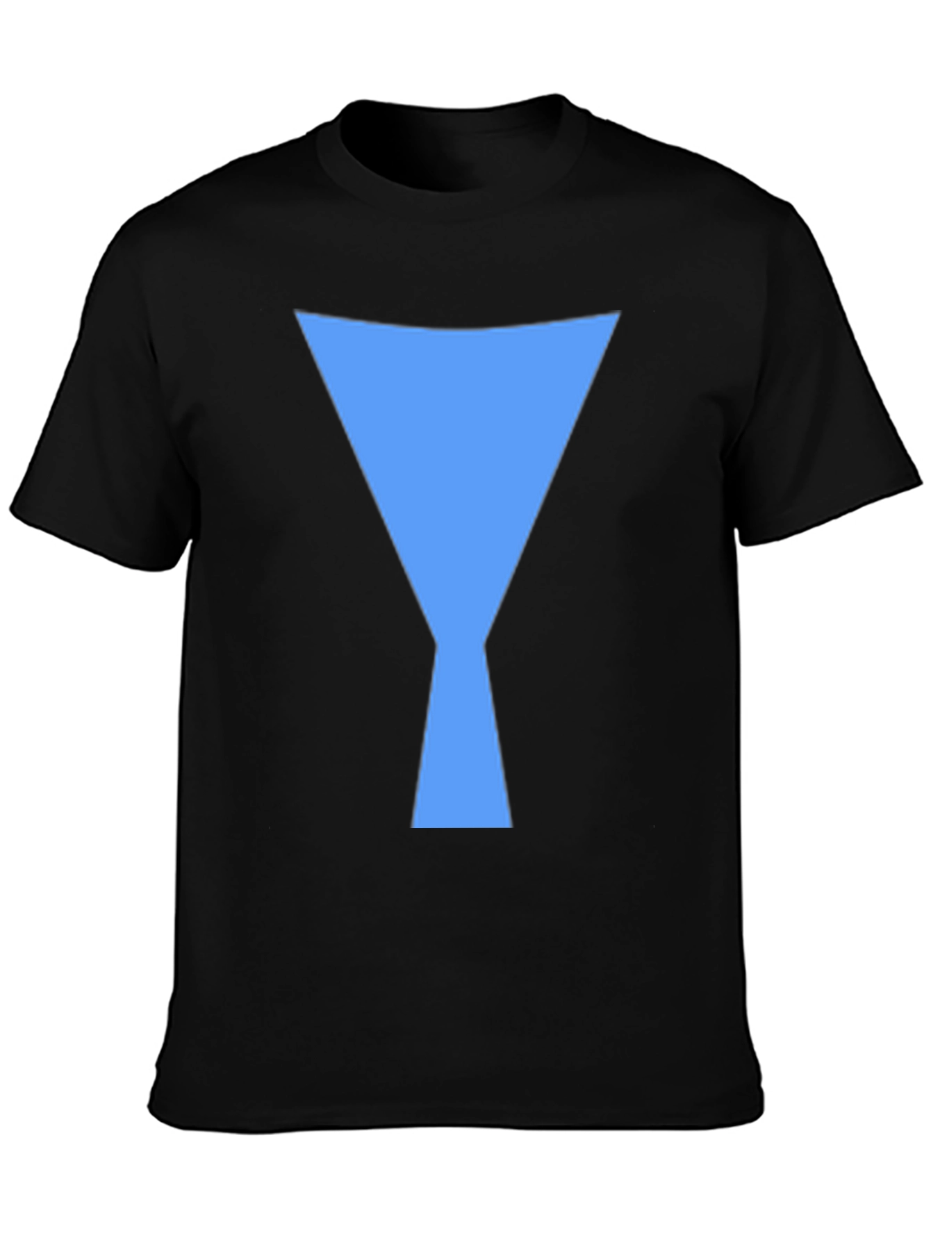 Geometric Blue Design Black T-Shirt