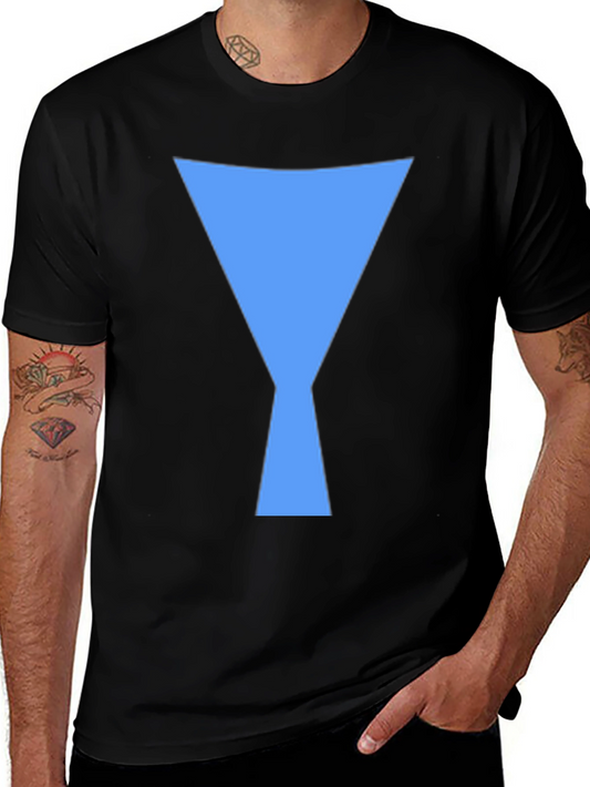Geometric Blue Design Black T-Shirt
