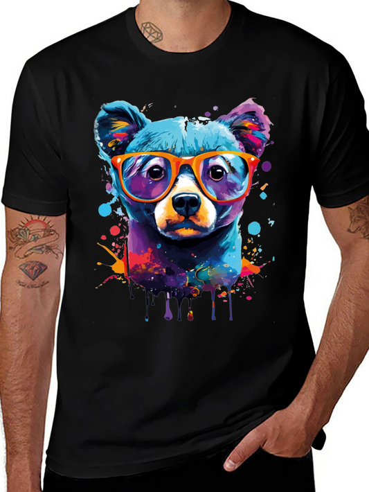 Dog With Glasses T-Shirt - Unique Colorful Design