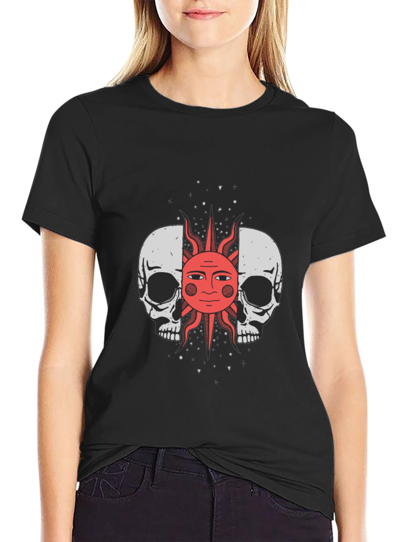 Skull and Sun Graphic Tee - Unique Design