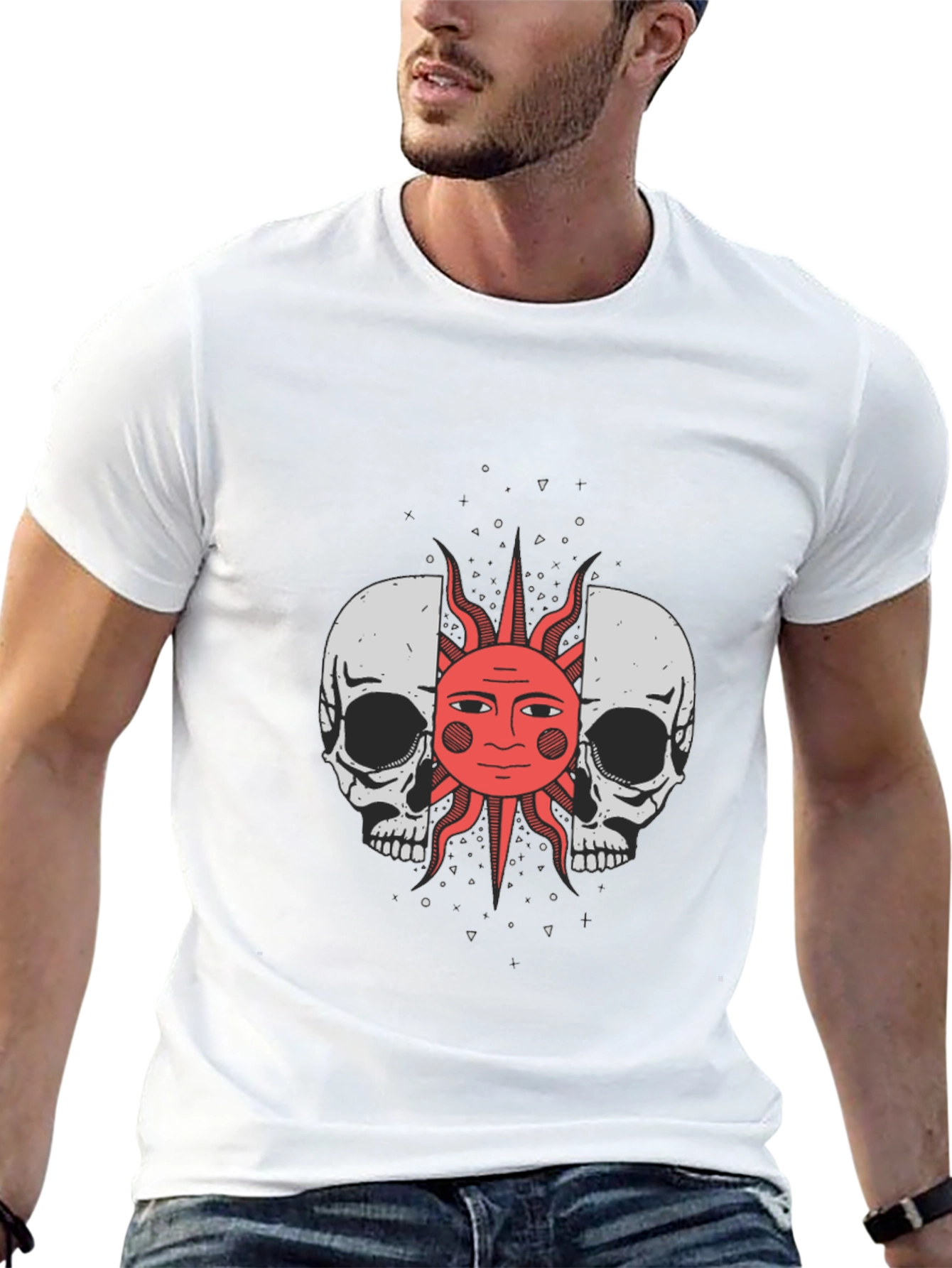 Skull and Sun Graphic Tee - Unique Design