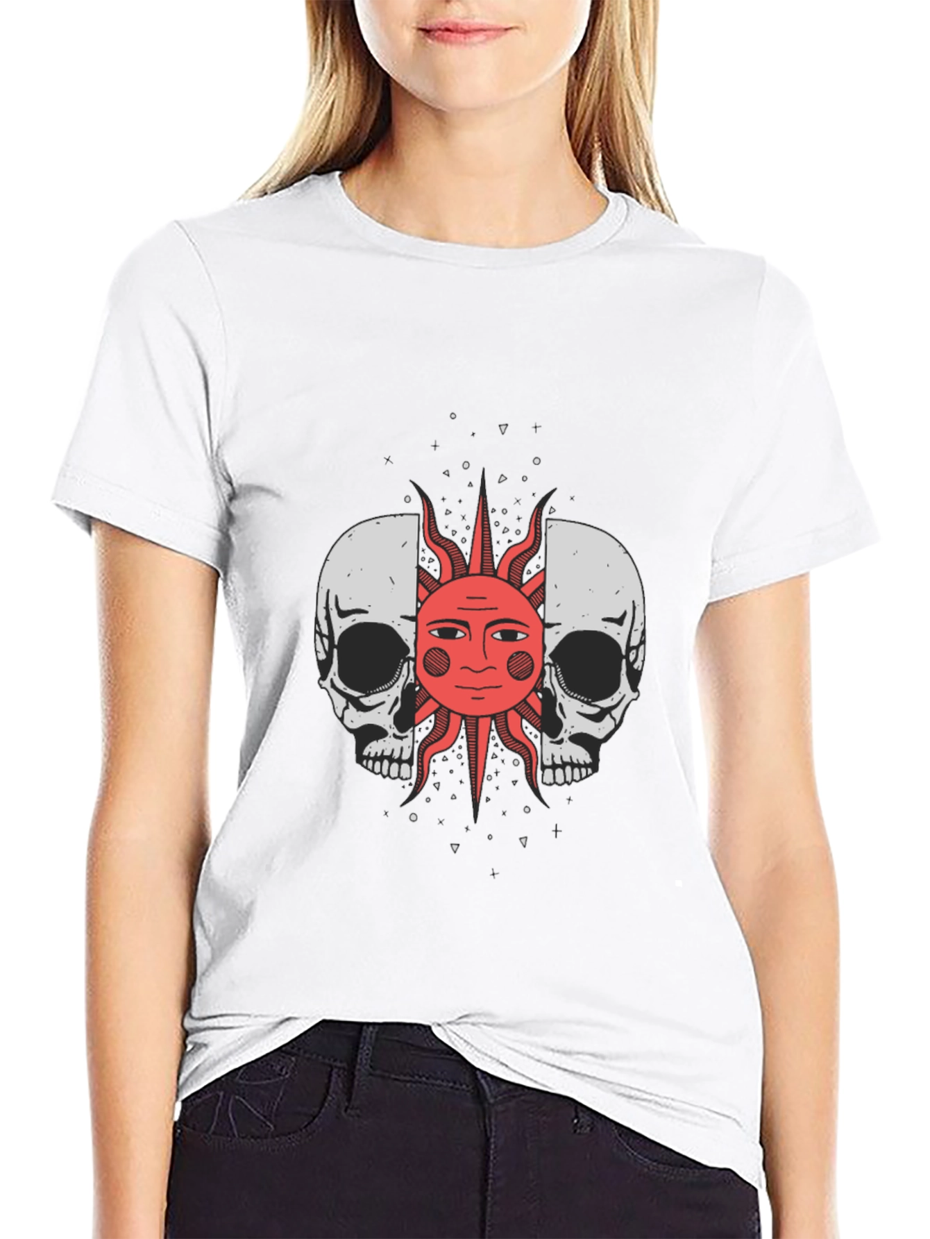 Skull and Sun Graphic Tee - Unique Design
