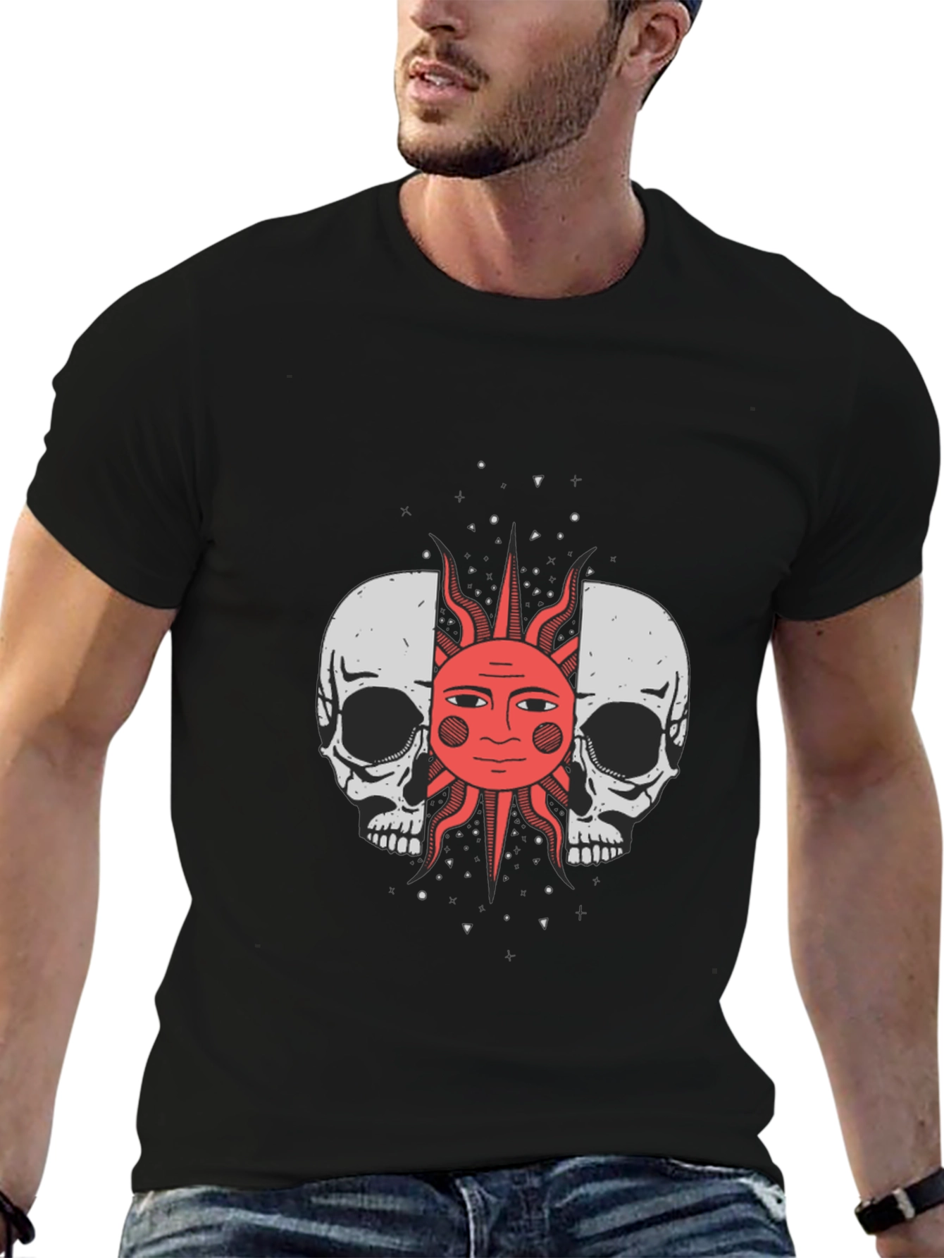 Skull and Sun Graphic Tee - Unique Design