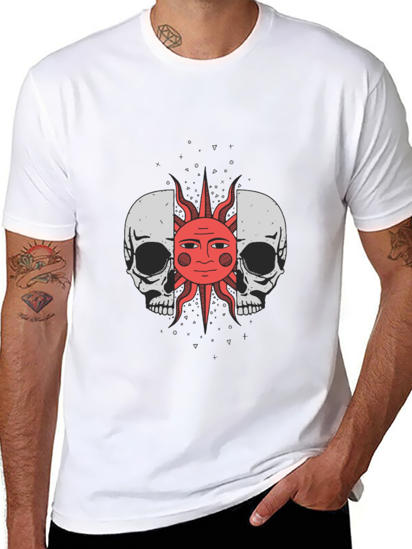 Skull and Sun Graphic Tee - Unique Design