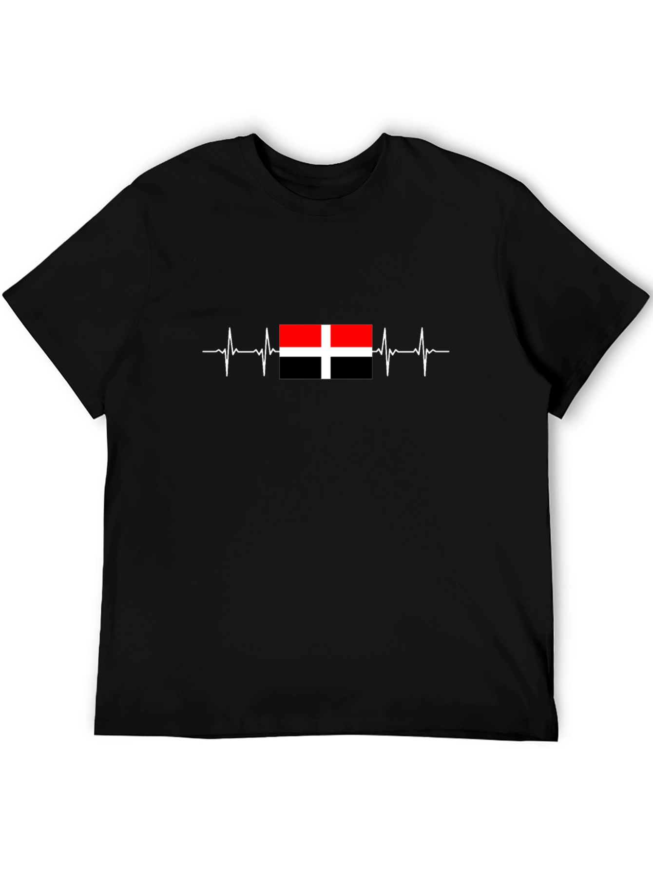 Wales Flag Heartbeat T-Shirt - Black