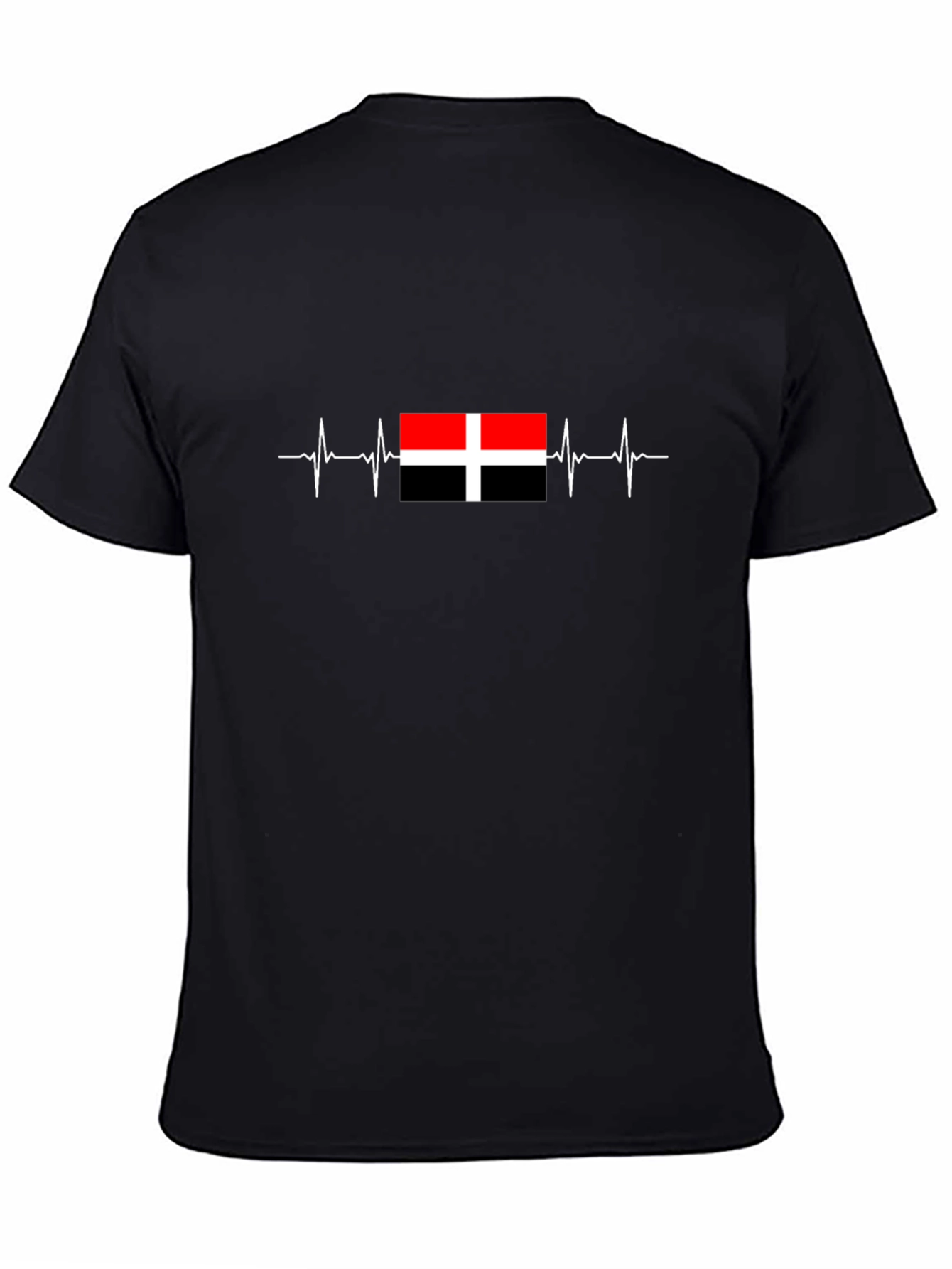 Wales Flag Heartbeat T-Shirt - Black