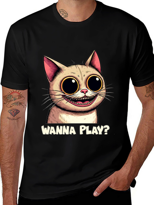 Wanna Play? Cat Graphic T-Shirt - Fun & Unique Design