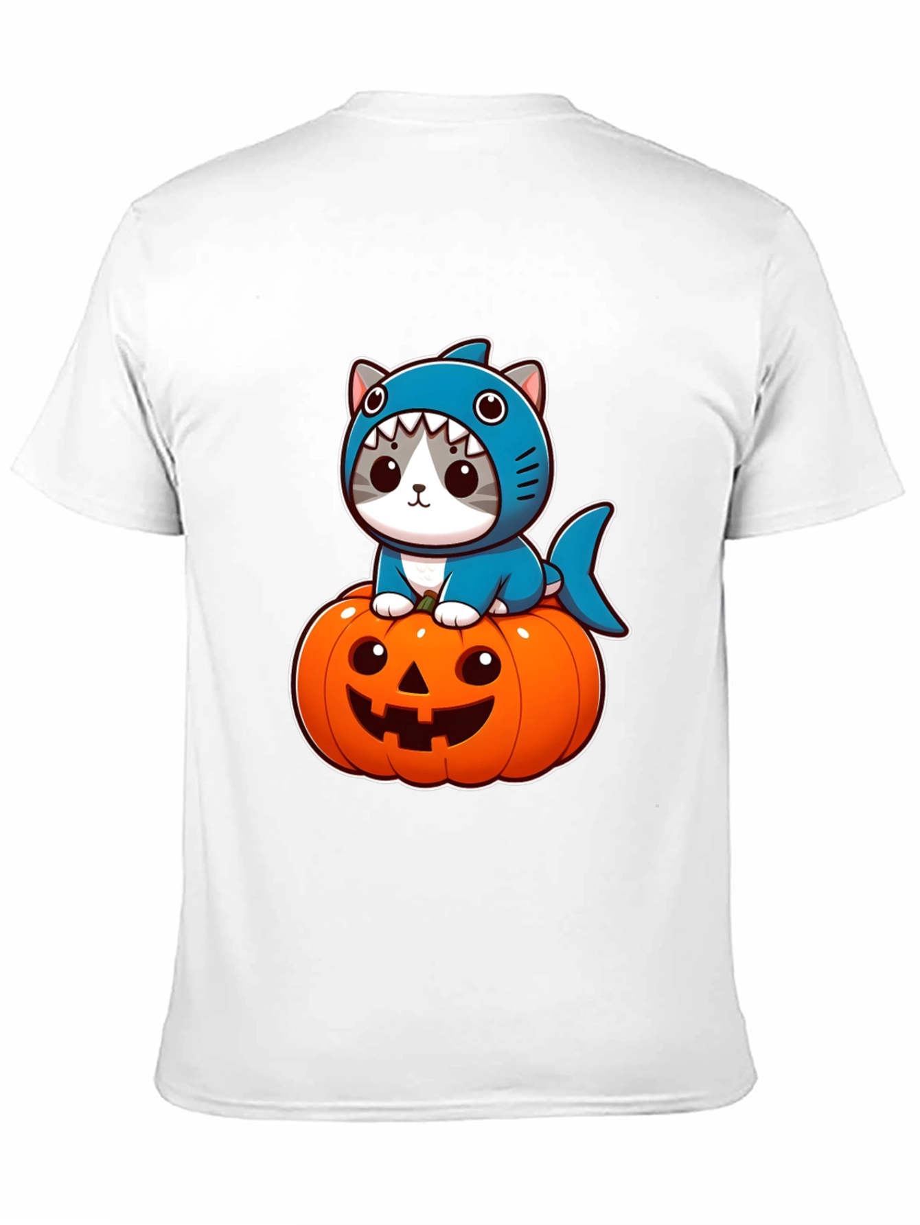 Shark Cat Pumpkin Halloween T-Shirt