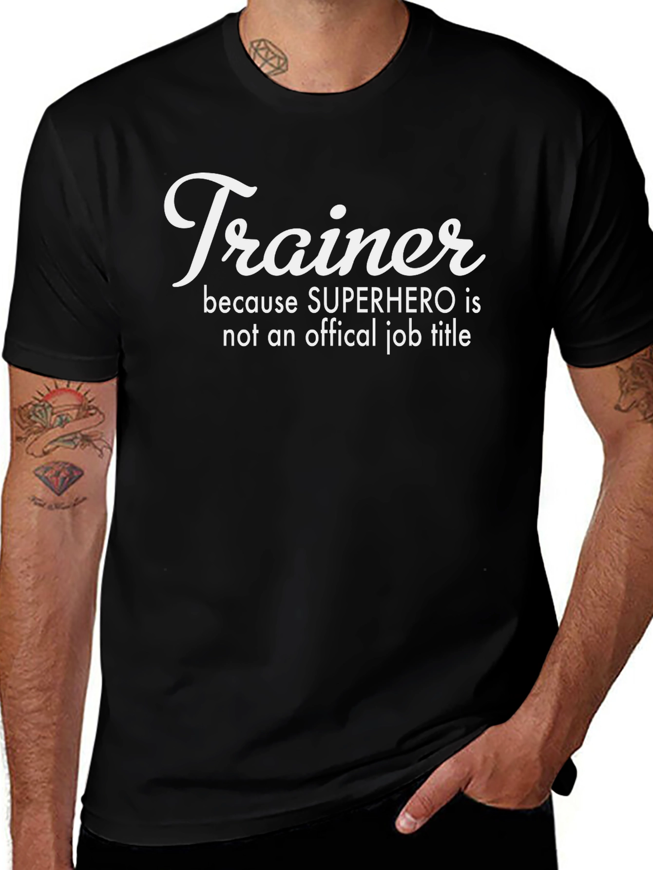 Trainer Superhero Job Title Graphic T-Shirt