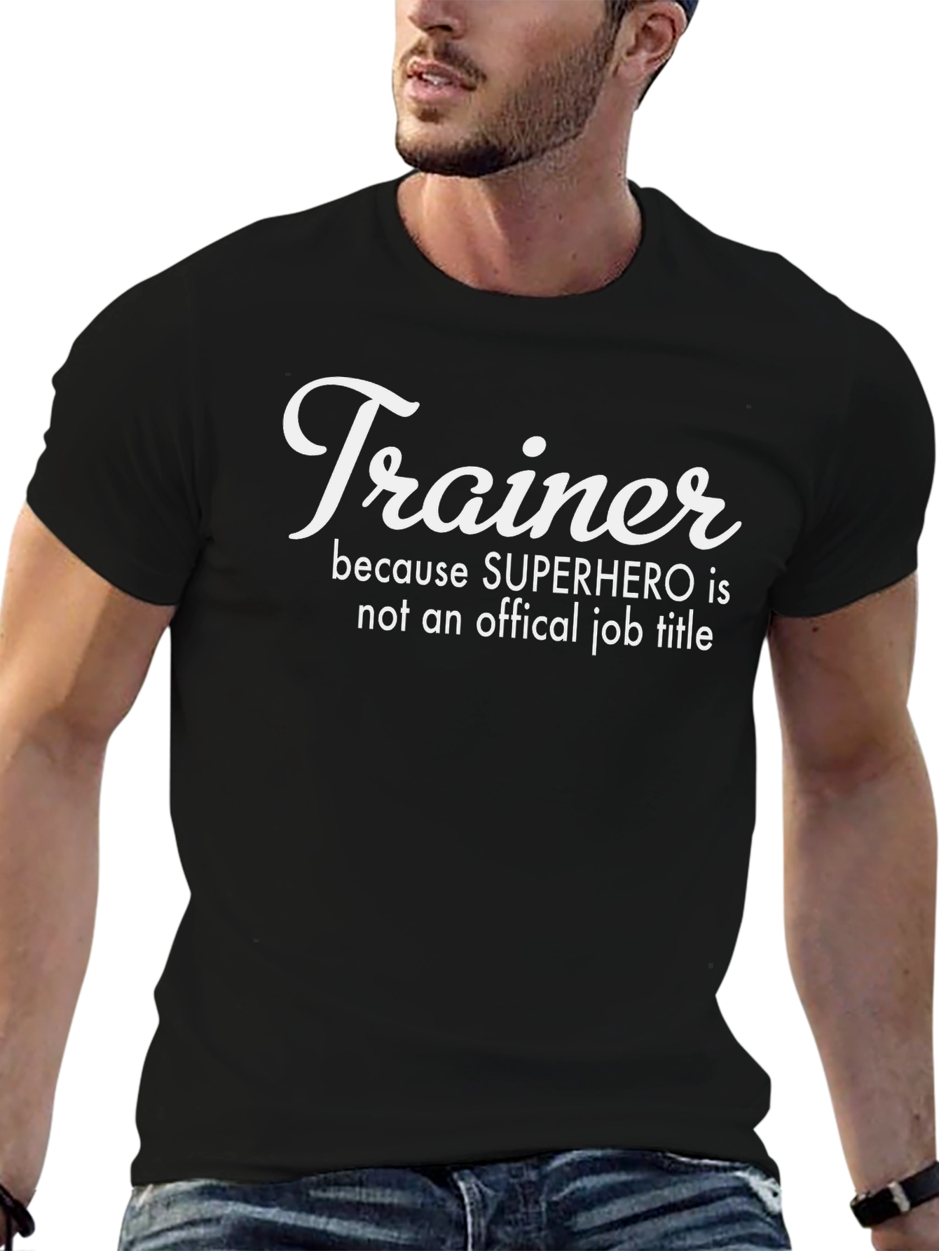Trainer Superhero Job Title Graphic T-Shirt