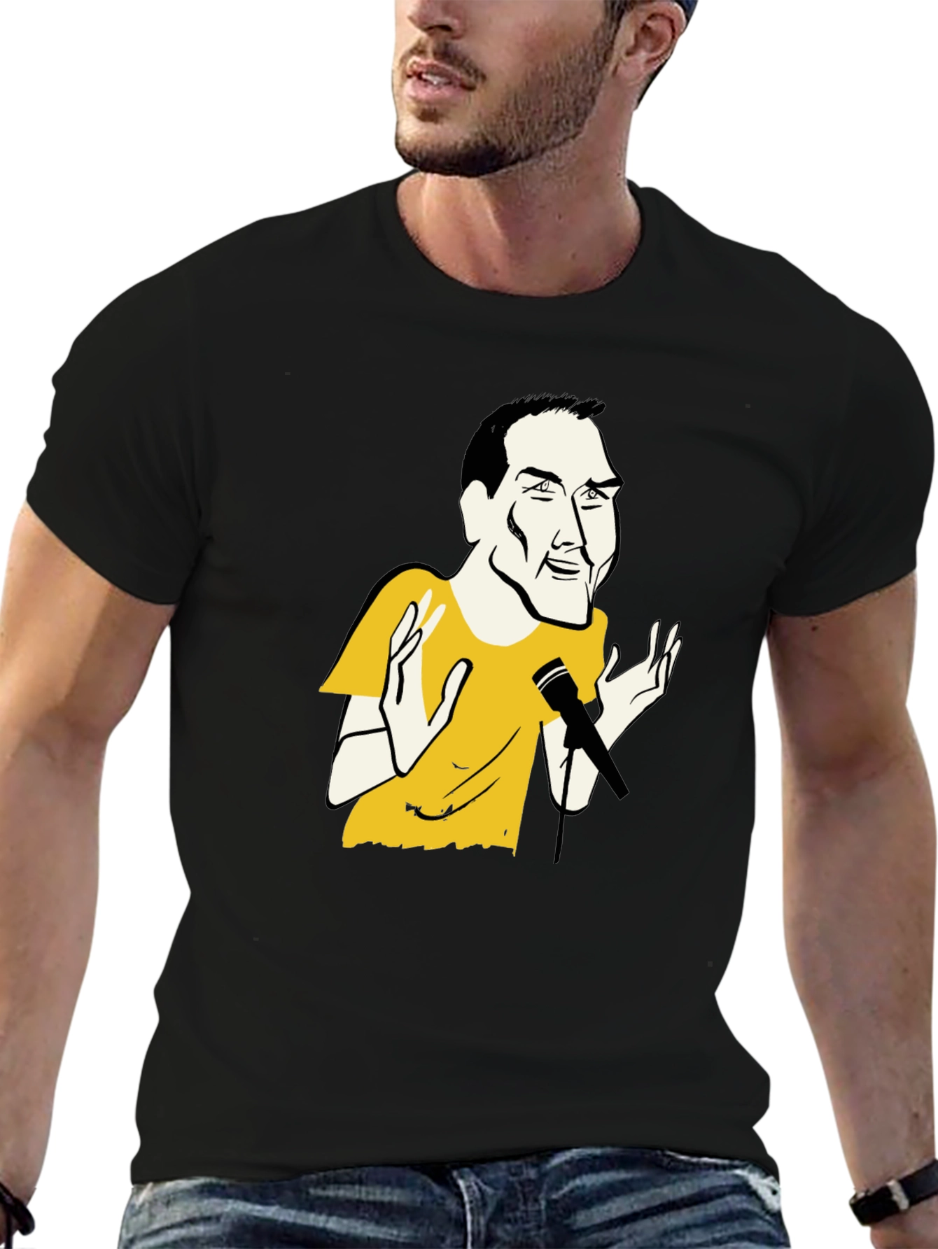 Black T-Shirt with Comedian Graphic