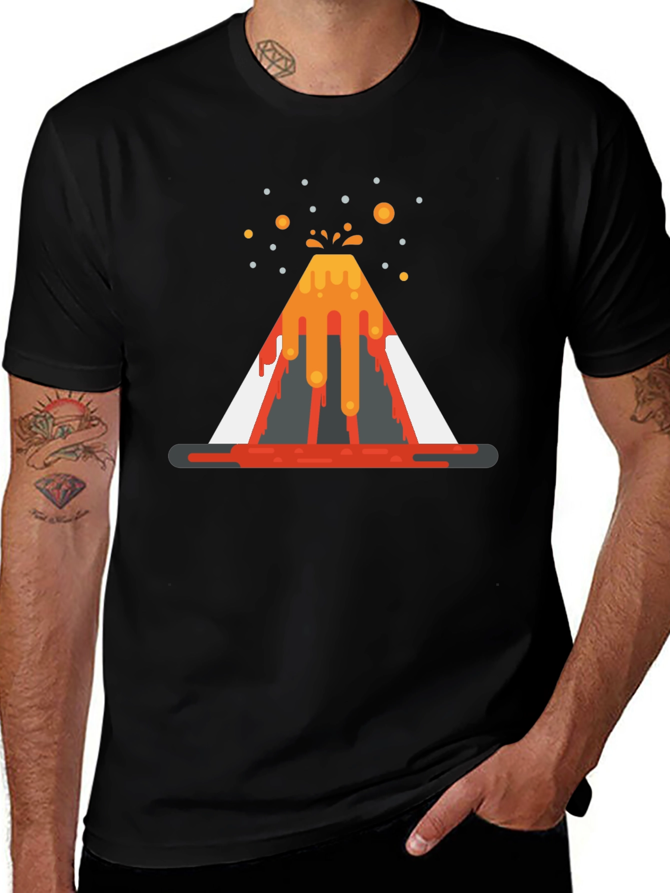 Volcano Graphic T-Shirt - Black Cotton Tee