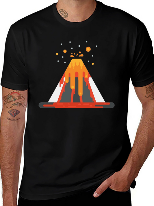 Volcano Graphic T-Shirt - Black Cotton Tee