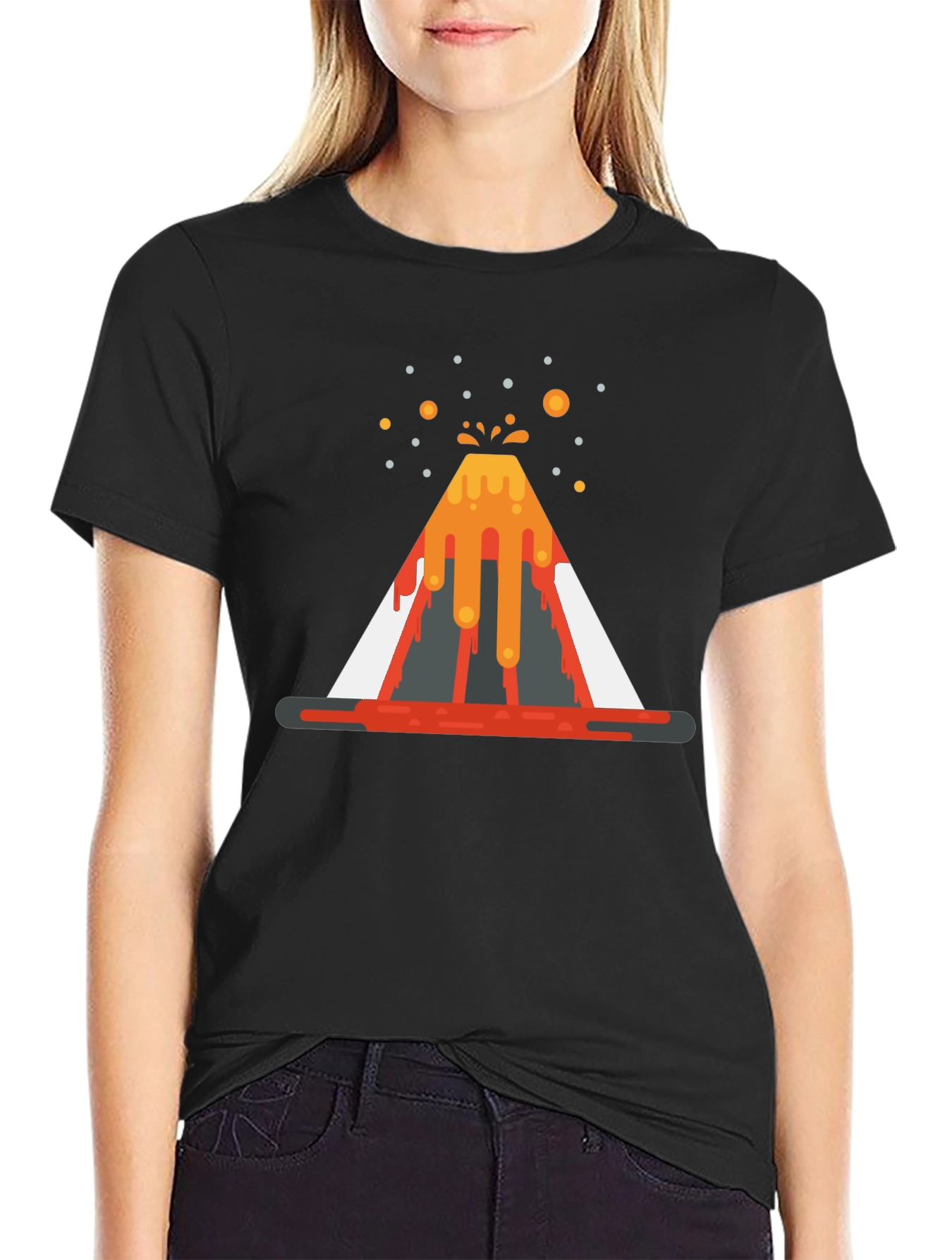 Volcano Graphic T-Shirt - Black Cotton Tee