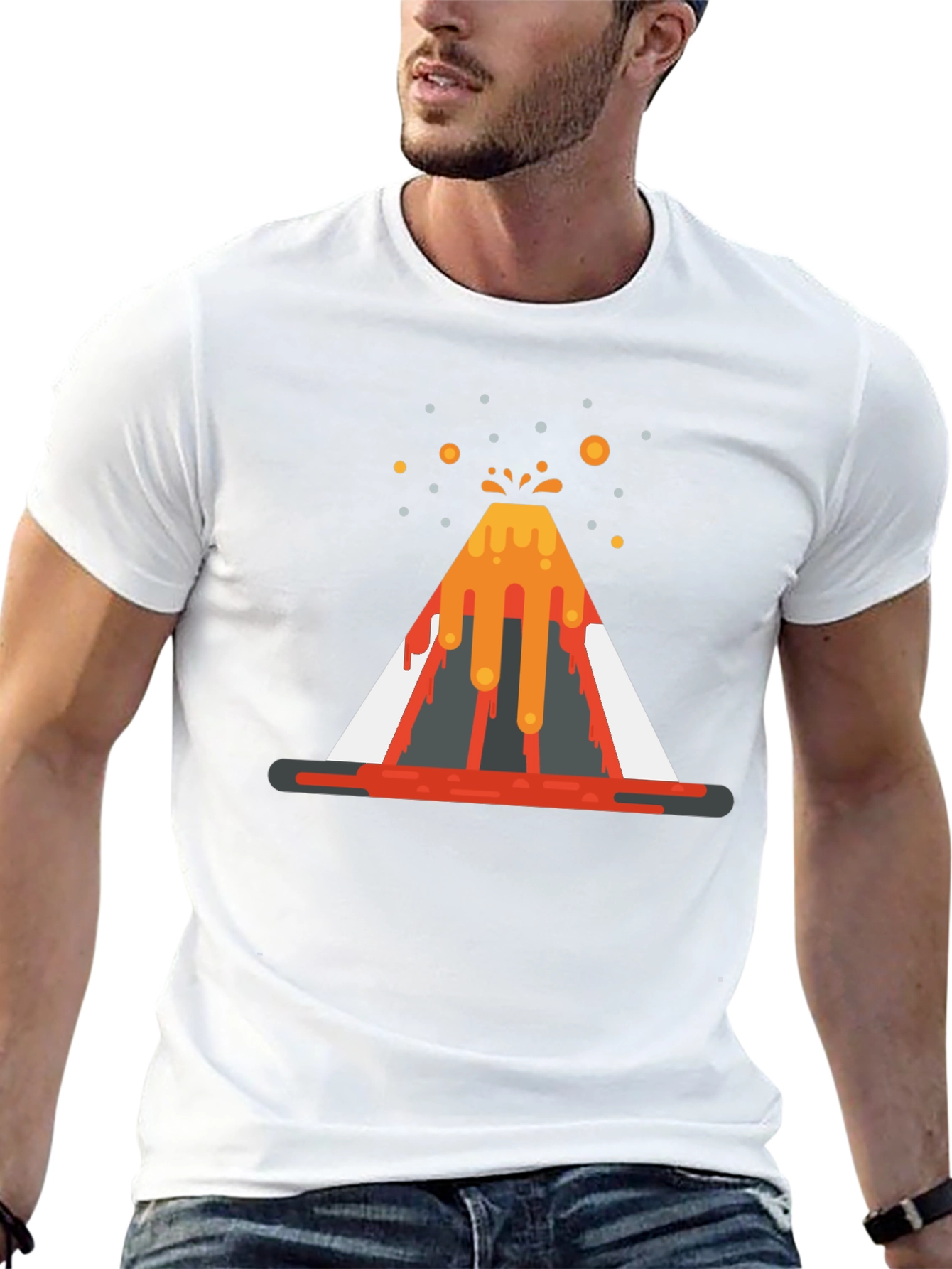 Volcano Graphic T-Shirt - Black Cotton Tee