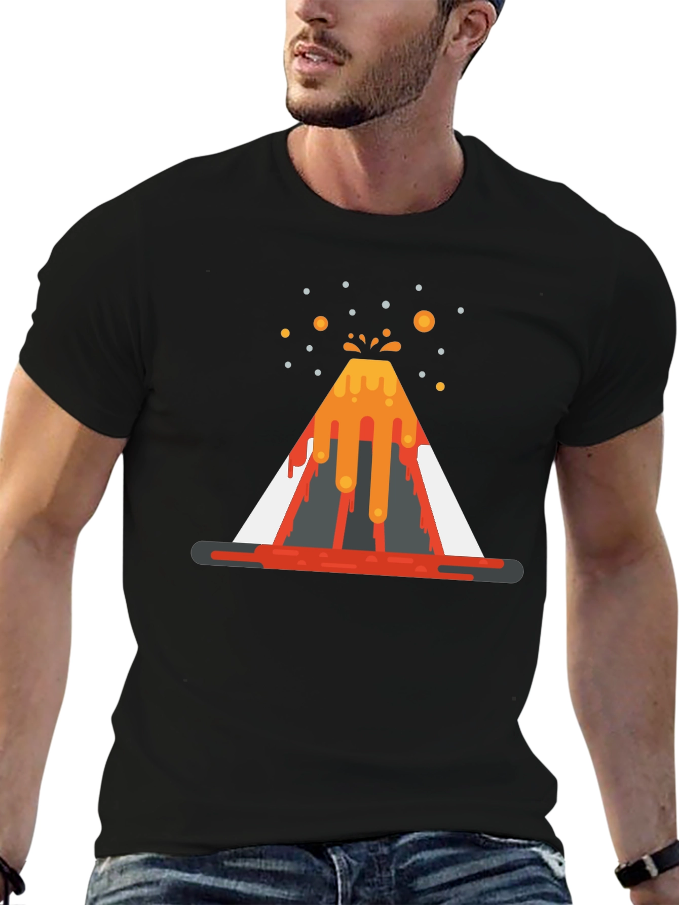 Volcano Graphic T-Shirt - Black Cotton Tee
